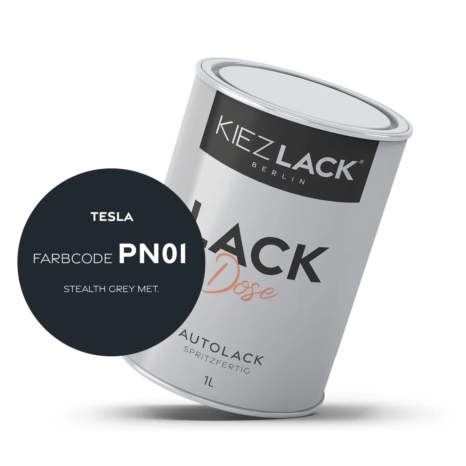 Kiezlack 1K Autolack Lackdose Basislack spritzfertig TESLA PN01 STEALTH GREY MET.