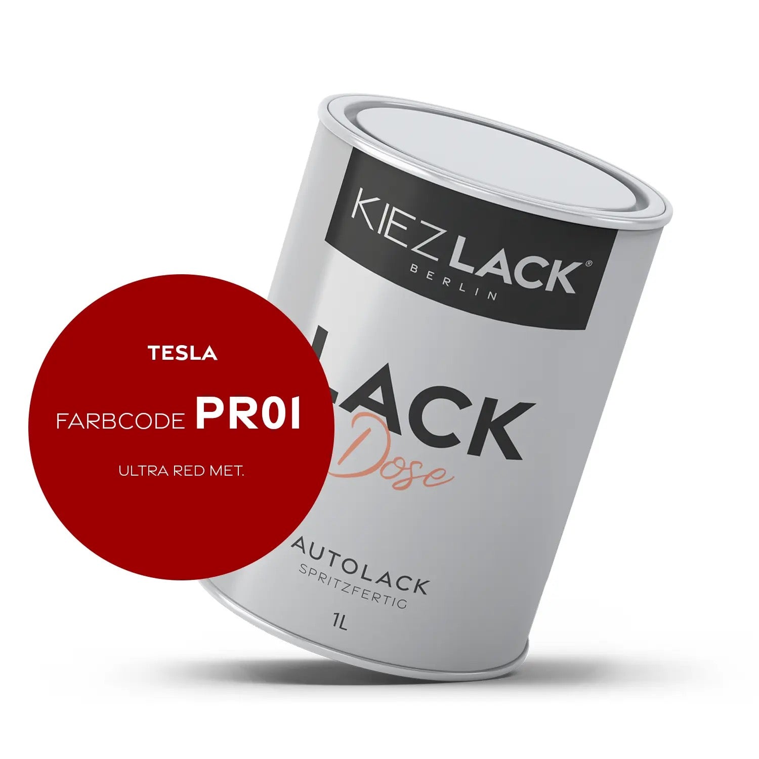 Kiezlack 1K Autolack Lackdose Basislack spritzfertig TESLA PR01 ULTRA RED MET.