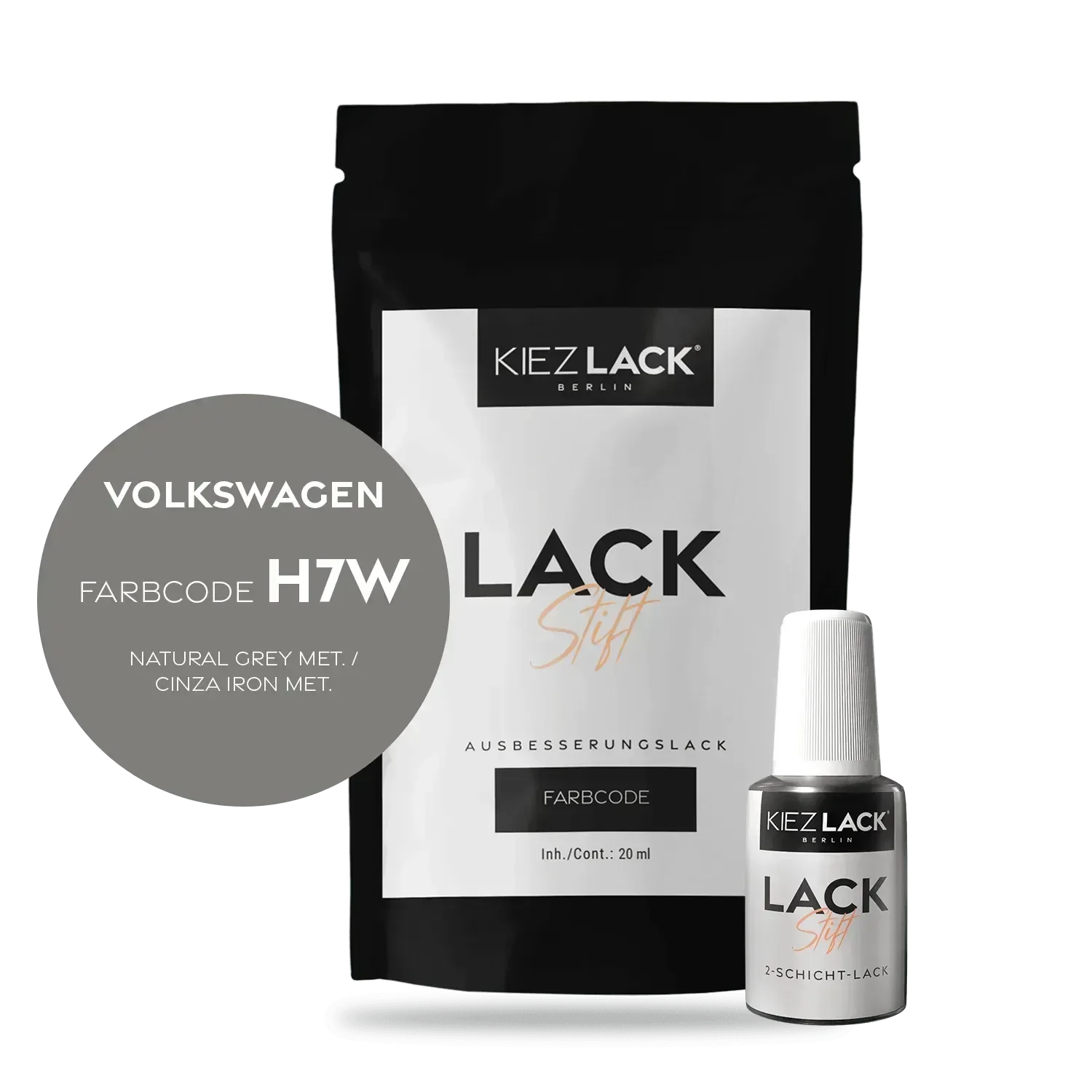 Kiezlack Lackstift Autolack Lackstift Volkswagen LH7W NATURAL GREY MET.