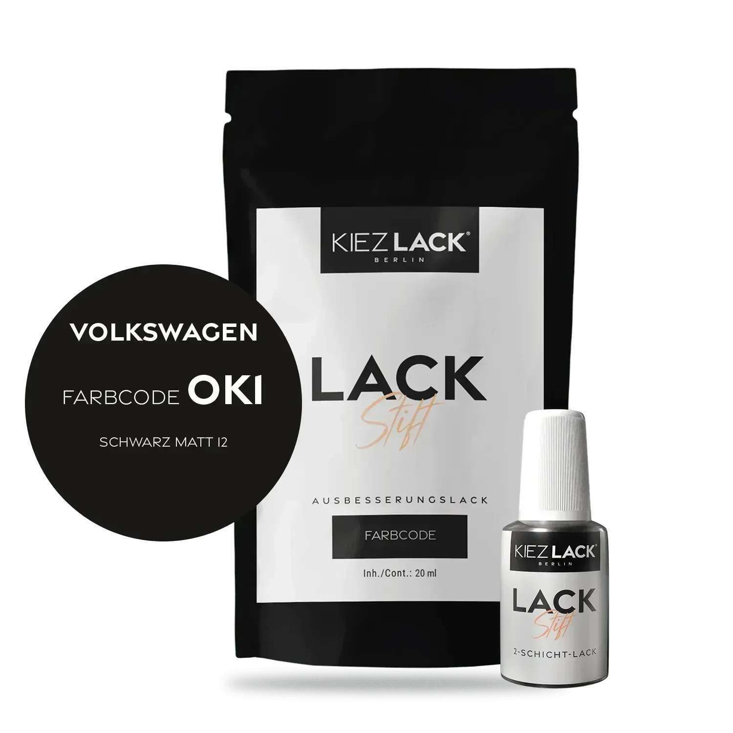 Kiezlack Lackstift Autolack Lackstift Volkswagen LOK1 SCHWARZ MATT 12