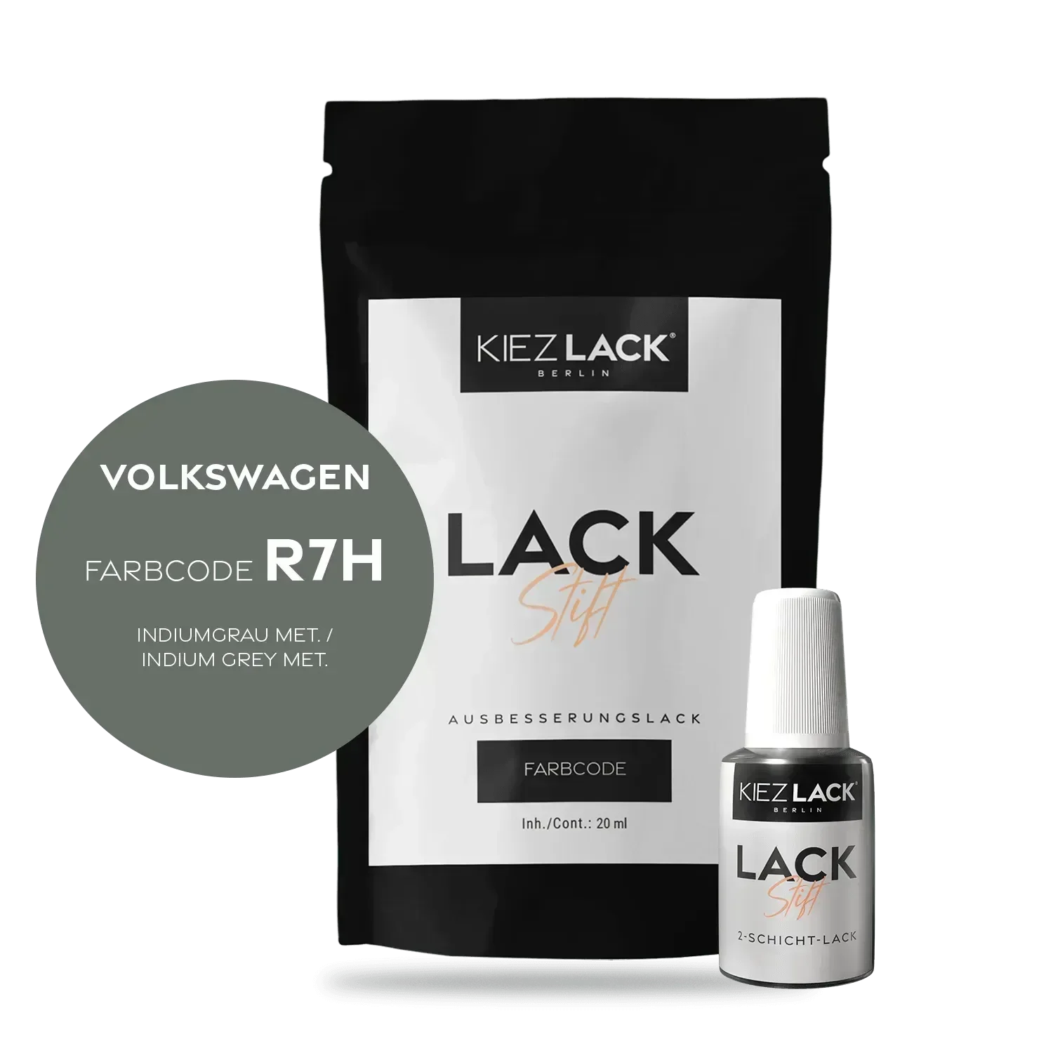 Kiezlack Lackstift Autolack Lackstift Volkswagen LR7H INDIUMGRAU MET.