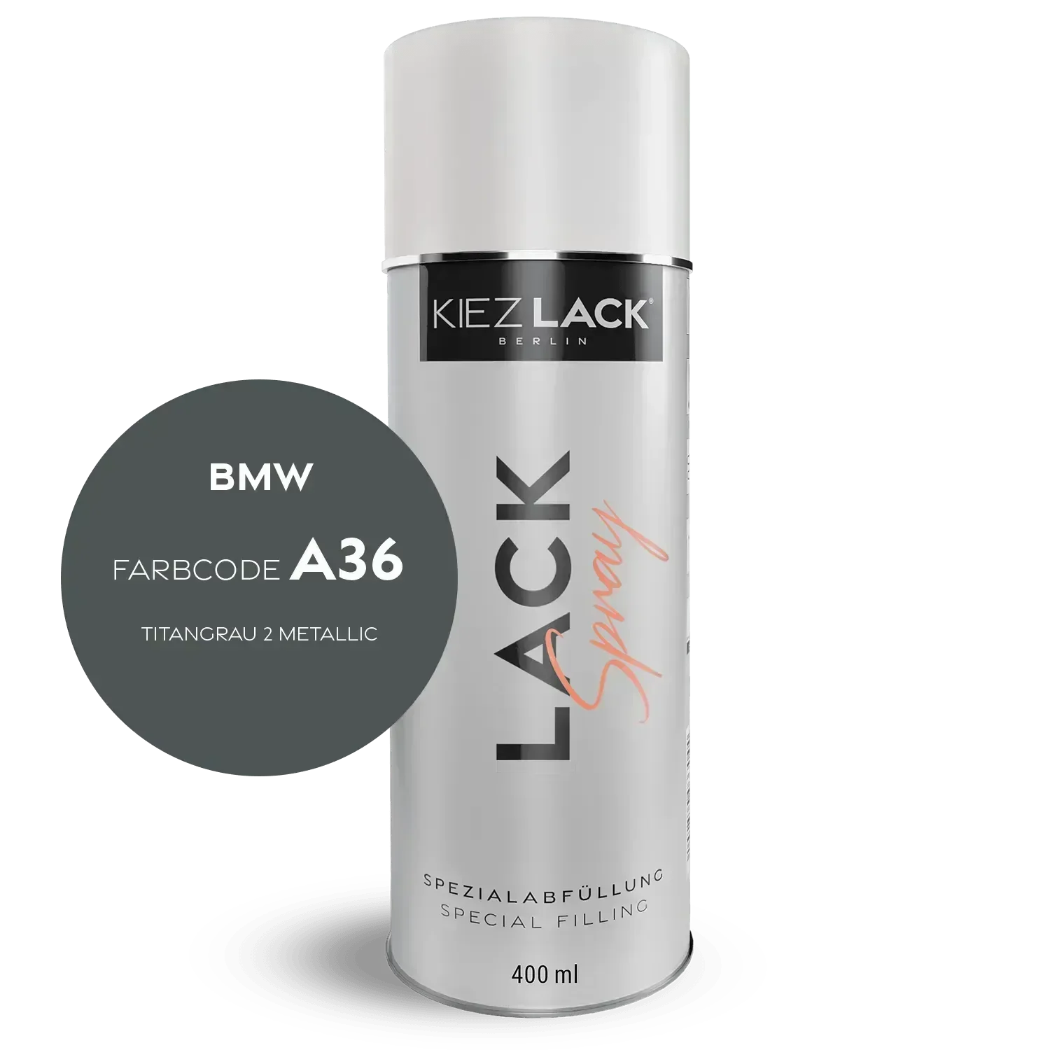 Kiezlack Lackspray Autolack Spraydose BMW A36 TITANGRAU 2 Metallic Lackspray