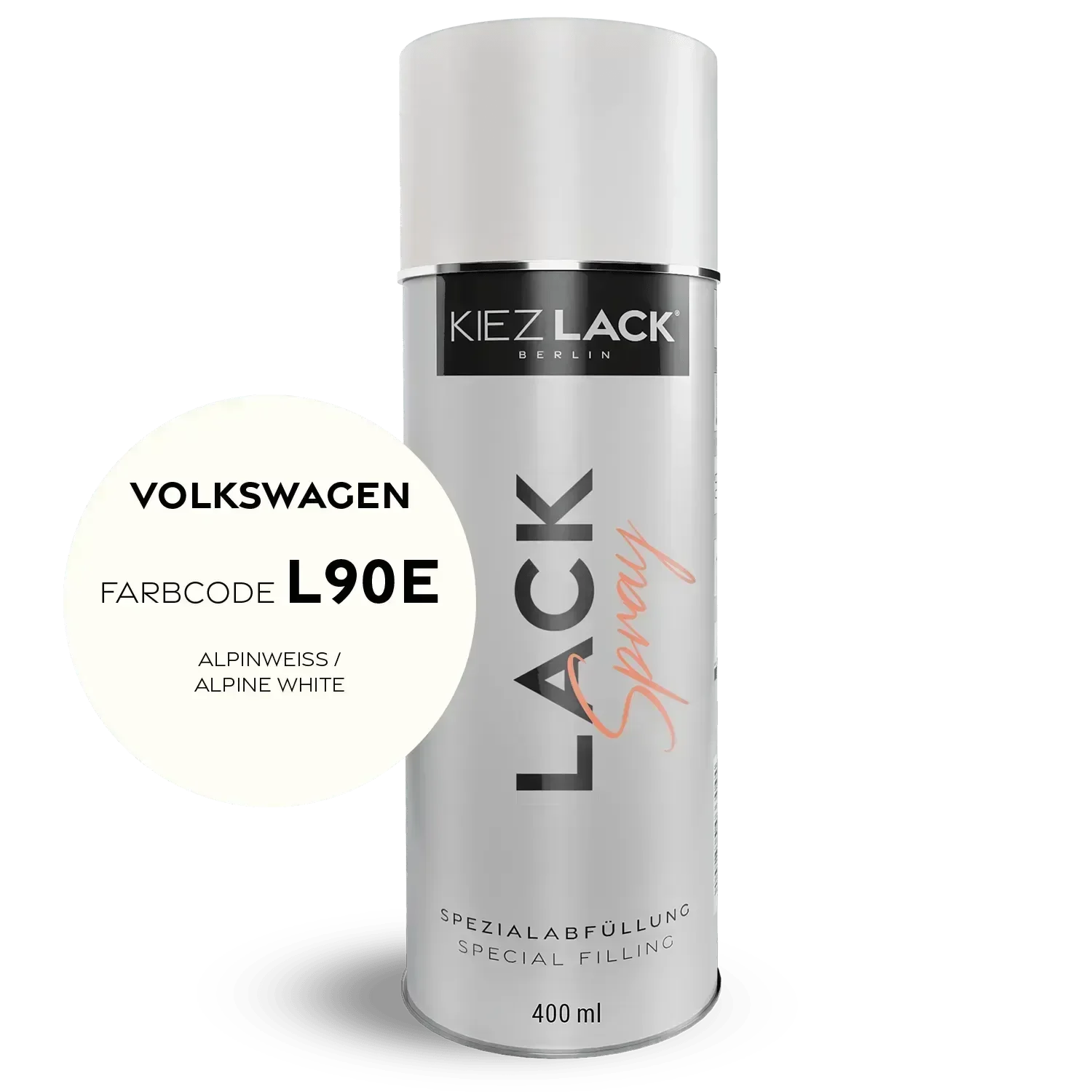 Kiezlack Lackspray Autolack Spraydose Volkswagen L90E ALPINWEISS