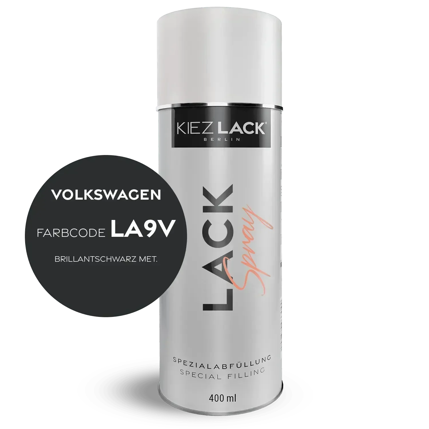 Kiezlack Lackspray Autolack Spraydose Volkswagen LA9V BRILLANTSCHWARZ MET.