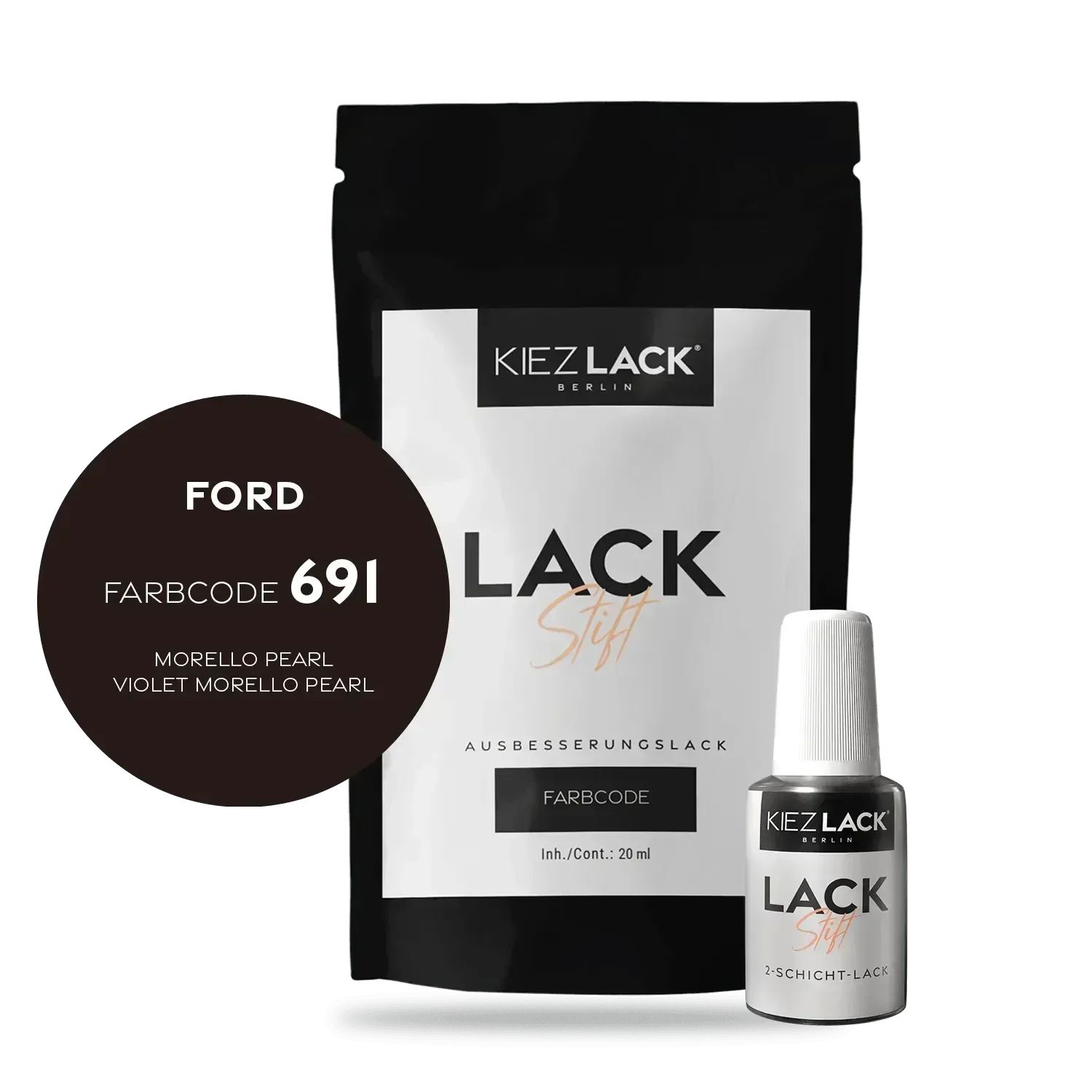 Kiezlack Lackstift Autolack Lackstift FORD 691 MORELLO PEARL