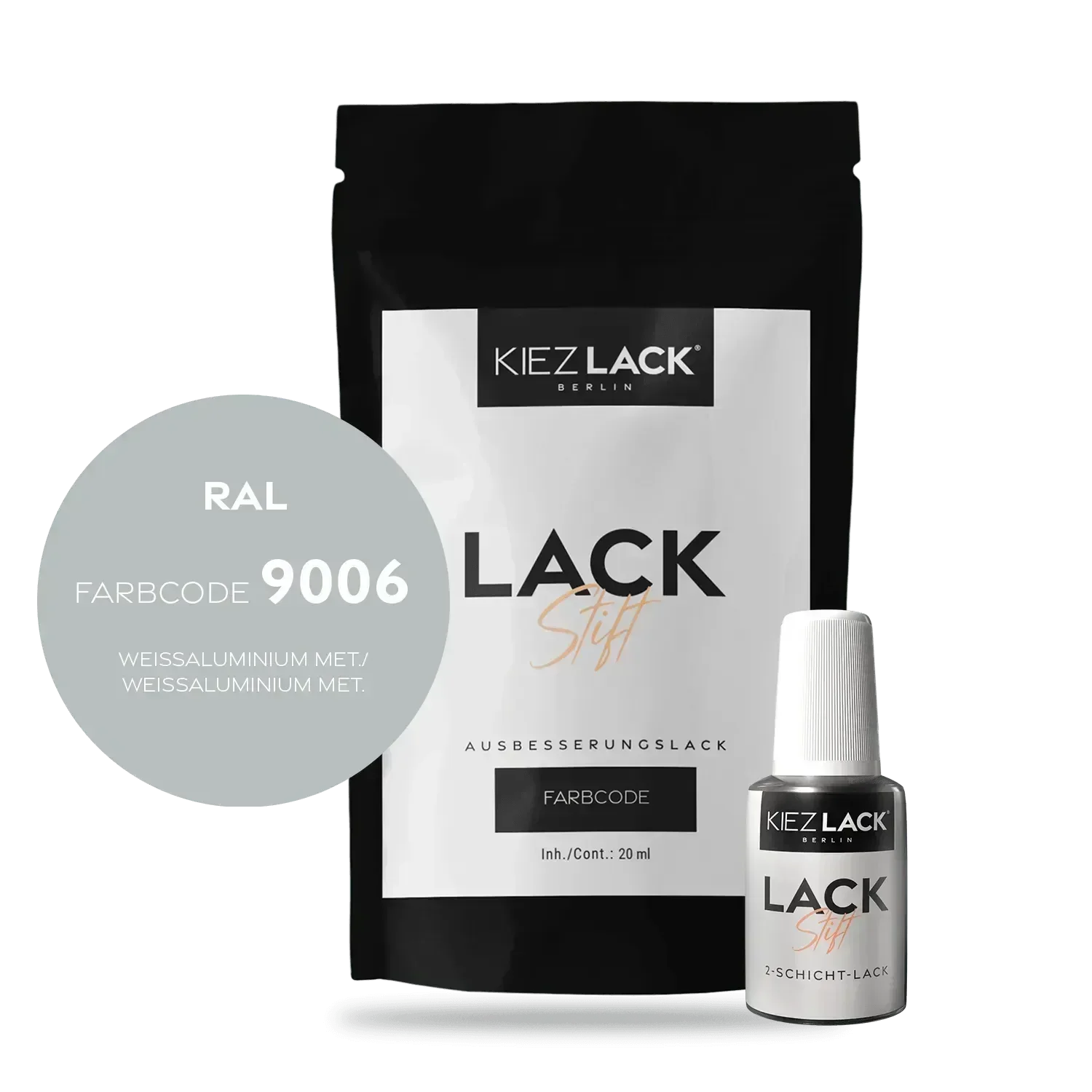 Kiezlack Lackstift Autolack Lackstift RAL 9006 WEISSALUMINIUM MET.