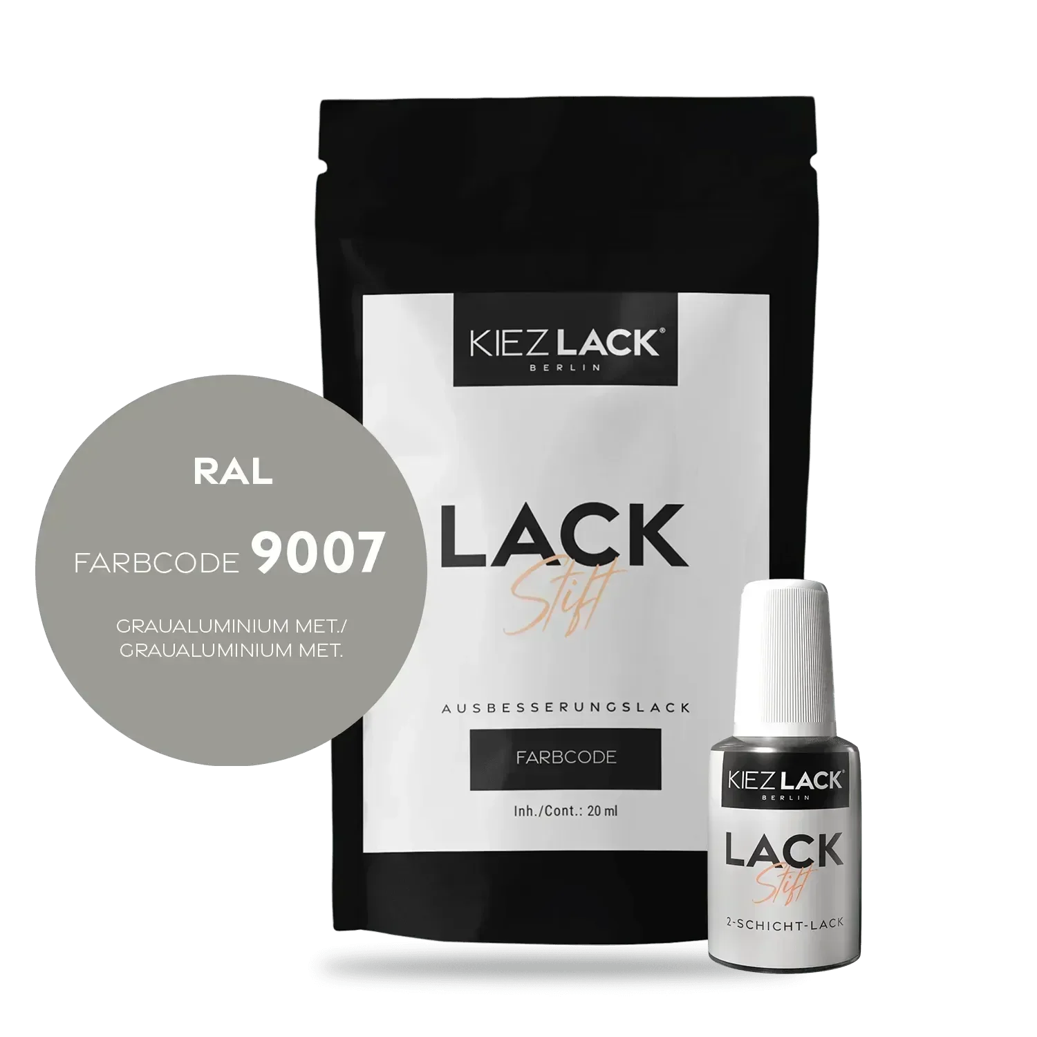 Kiezlack Lackstift Autolack Lackstift RAL 9007 GRAUALUMINIUM MET.