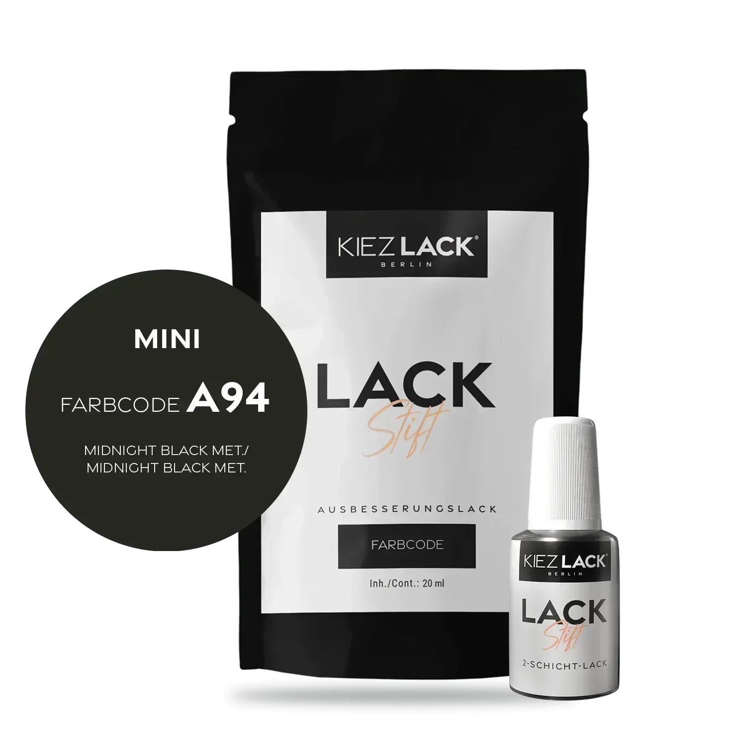 Kiezlack Lackstift Autolack Lackstift MINI A94 MIDNIGHT BLACK MET.