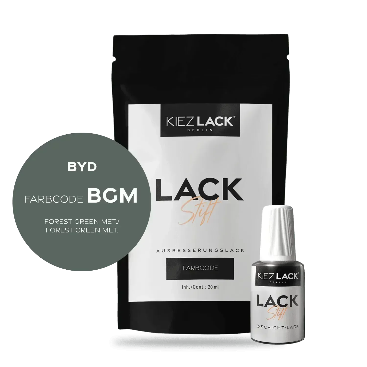 Kiezlack Lackstift + Klarlack Autolack Lackstift BYD BG ENVIRONMENTAL GREEN