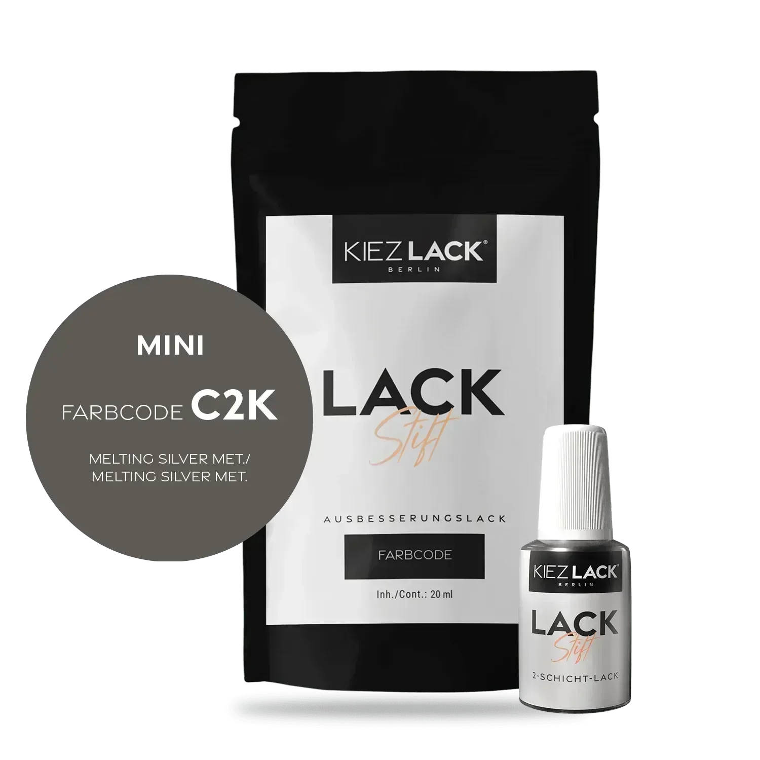 Kiezlack Lackstift Autolack Lackstift MINI C2K MELTING SILVER MET.