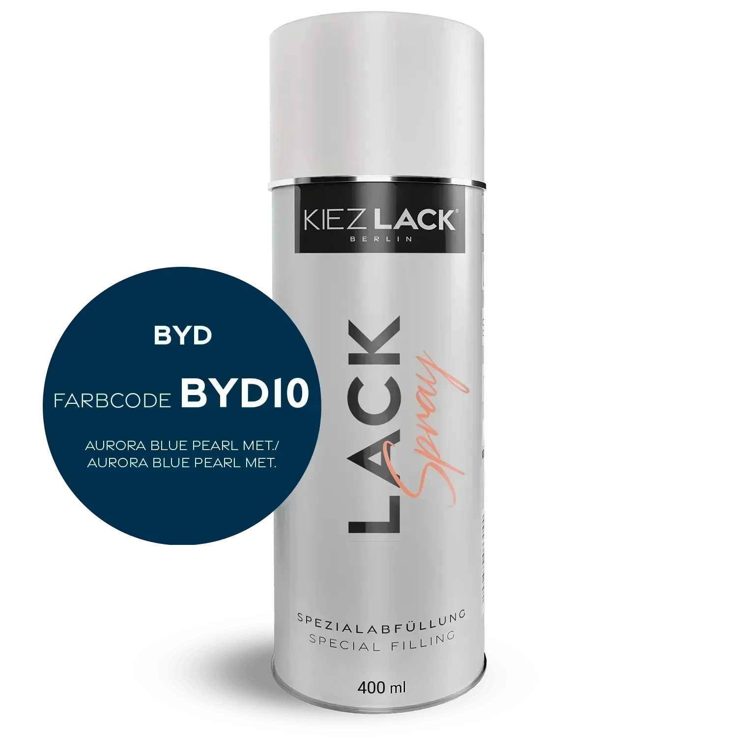 Kiezlack Lackspray Autolack Spraydose BYD BYD10 AURORA BLUE PEARL MET. Lackspray