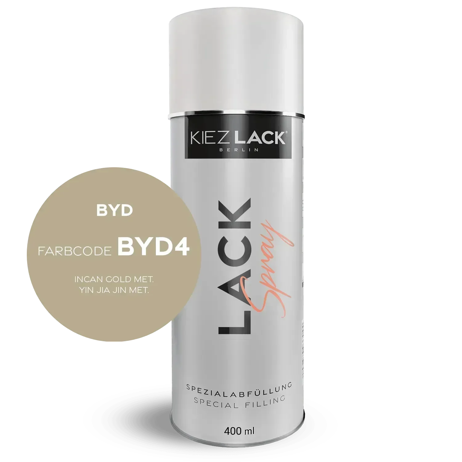 Kiezlack Lackspray Autolack Spraydose BYD BYD4 INCAN GOLD MET. Lackspray