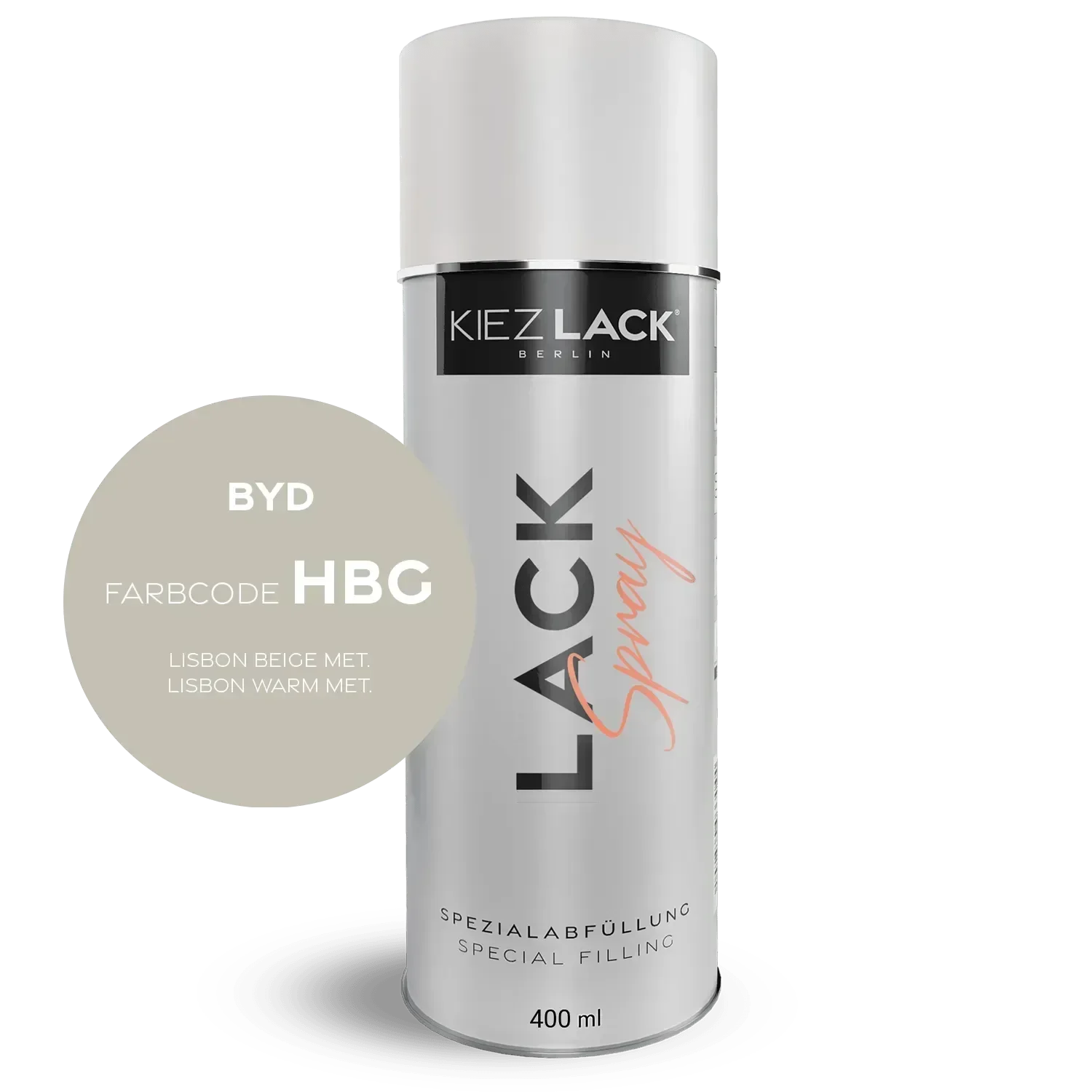 Kiezlack Lackspray Autolack Spraydose BYD HBG LISBON BEIGE MET. Lackspray