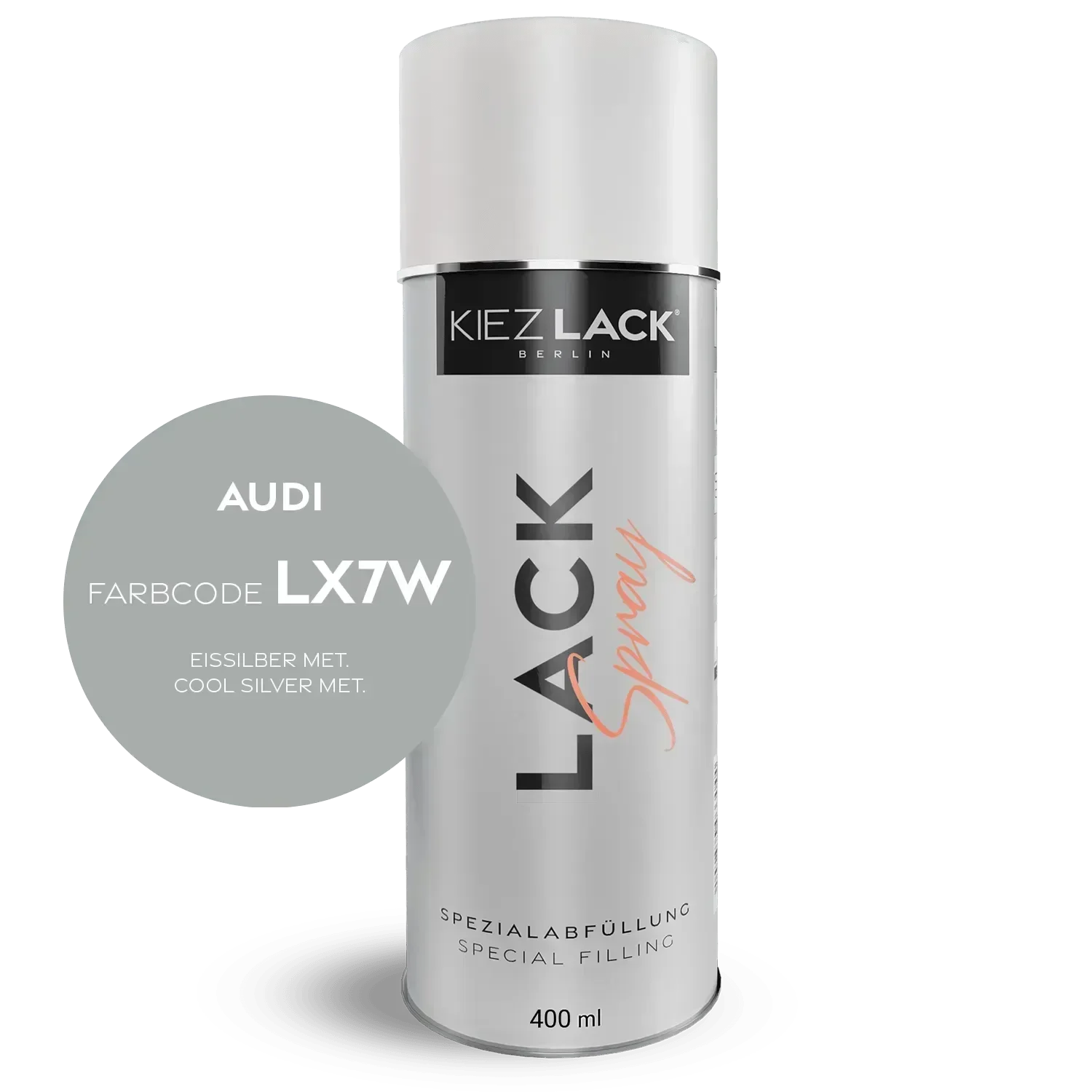 Kiezlack Lackspray Autolack Spraydose AUDI LX7W EISSILBER Metallic Lackspray