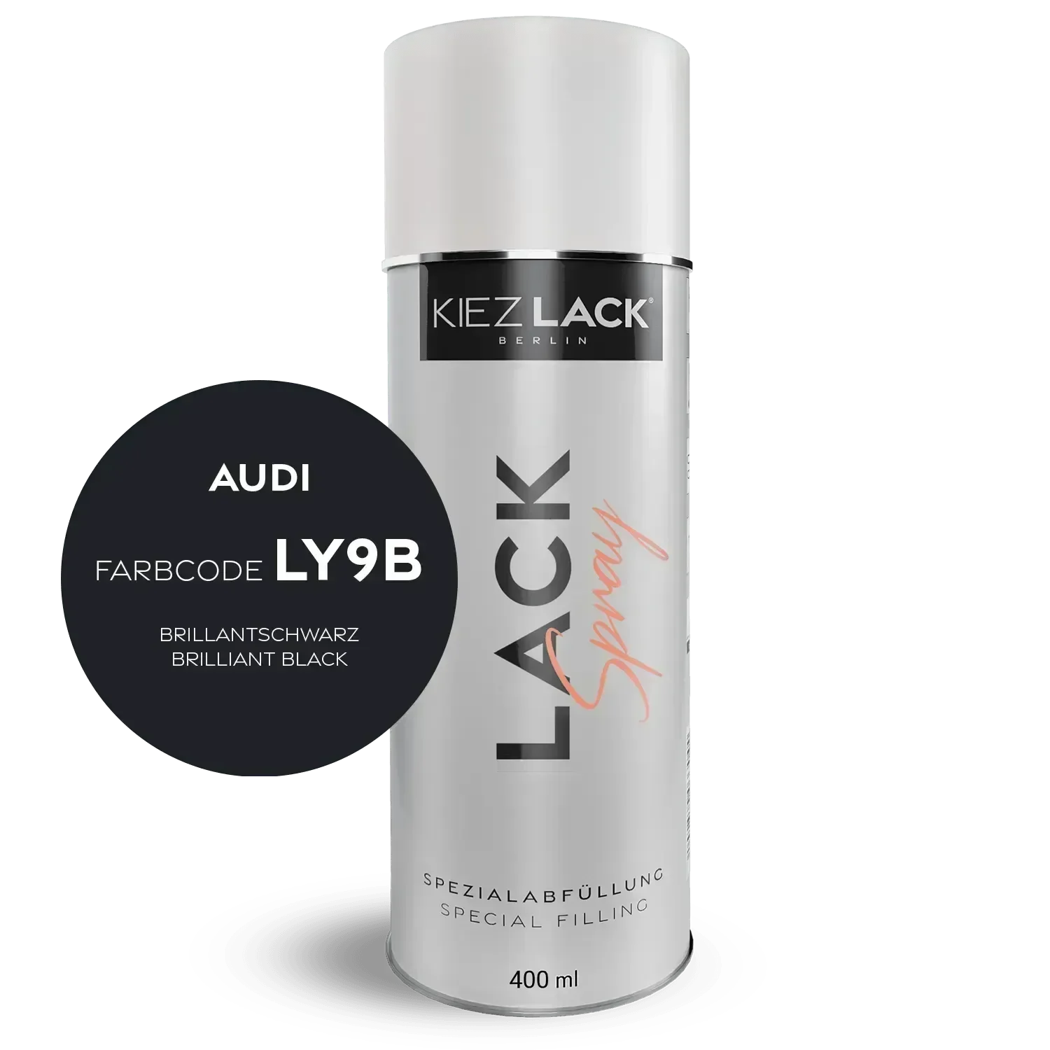 Kiezlack Lackspray Autolack Spraydose AUDI LY9B BRILLANTSCHWARZ Lackspray