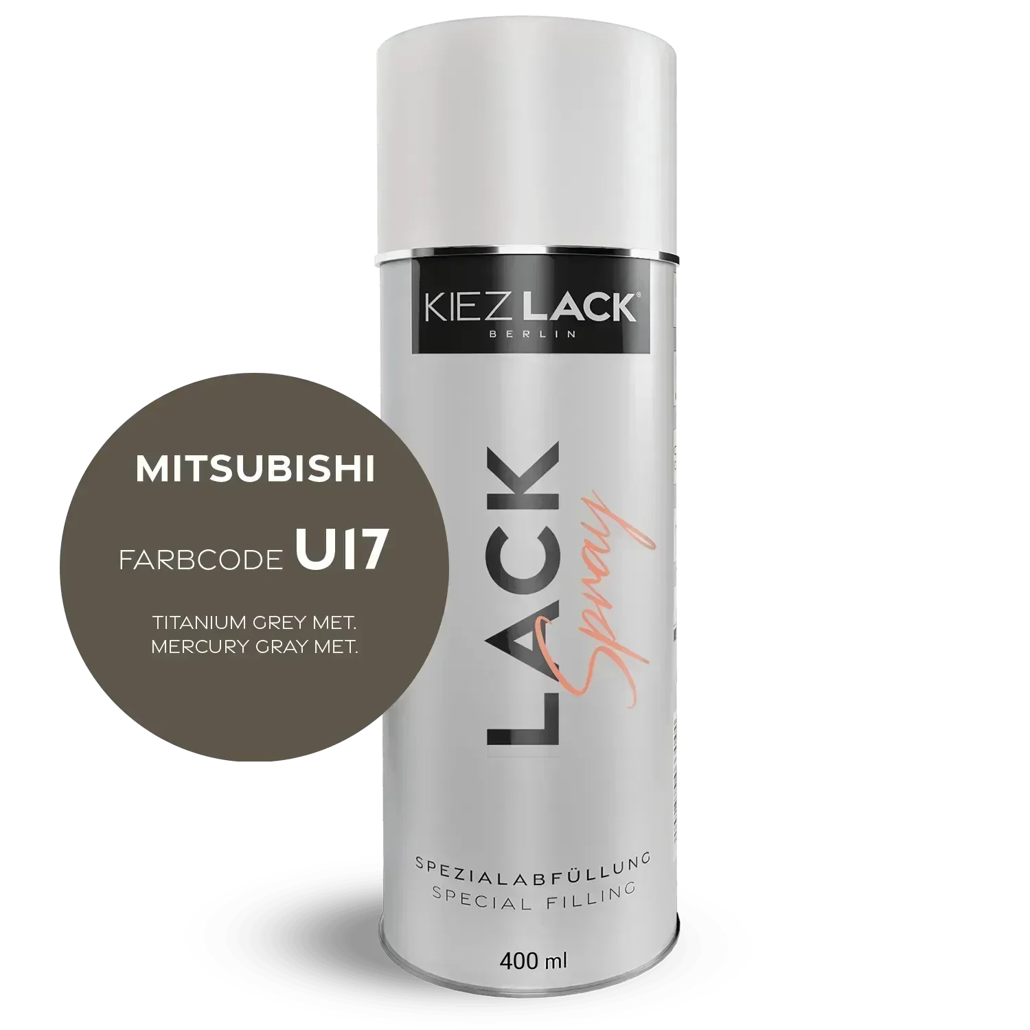 Kiezlack Lackspray Autolack Spraydose MITSUBISHI U17 TITANIUM GREY MET. Lackspray