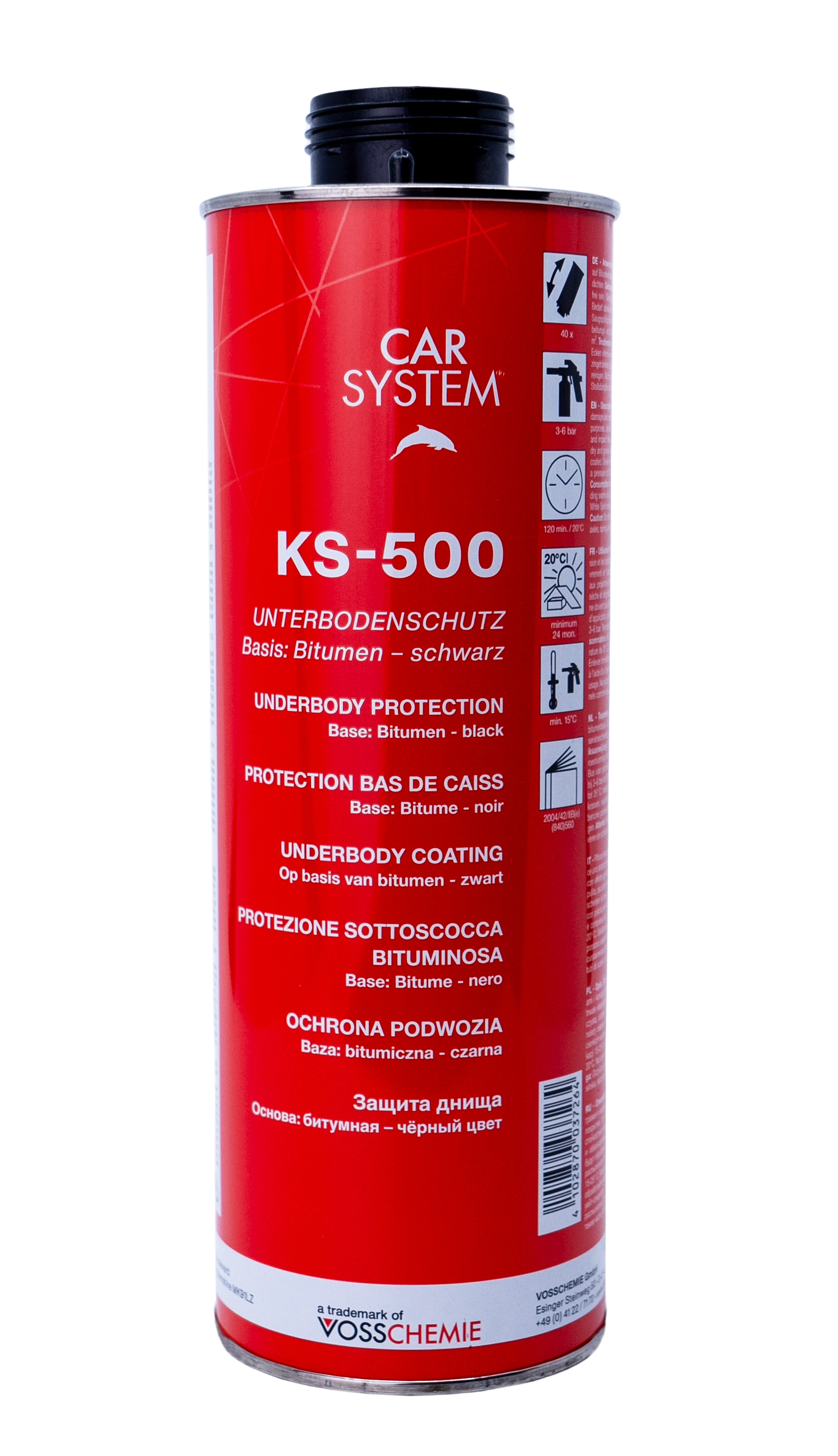 Carsystem Schwarz / 1 L Carsystem KS-500 / KS-550 – Bitumen Unterbodenschutz (1,0 L / 500 ml Spraydose)