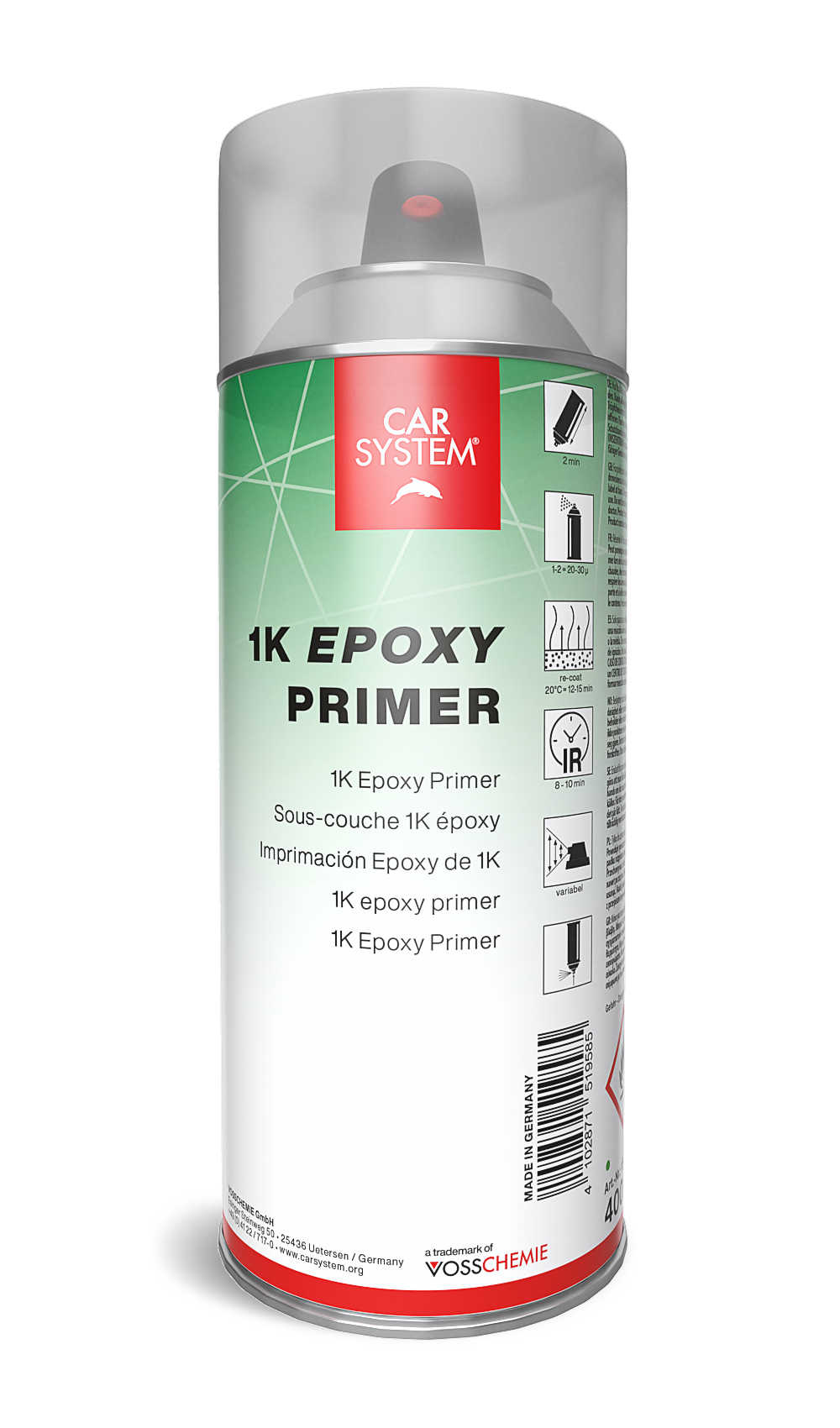 Carsystem Lackspray 1K Epoxy Primer 400 ml Epoxy Grundierung grau