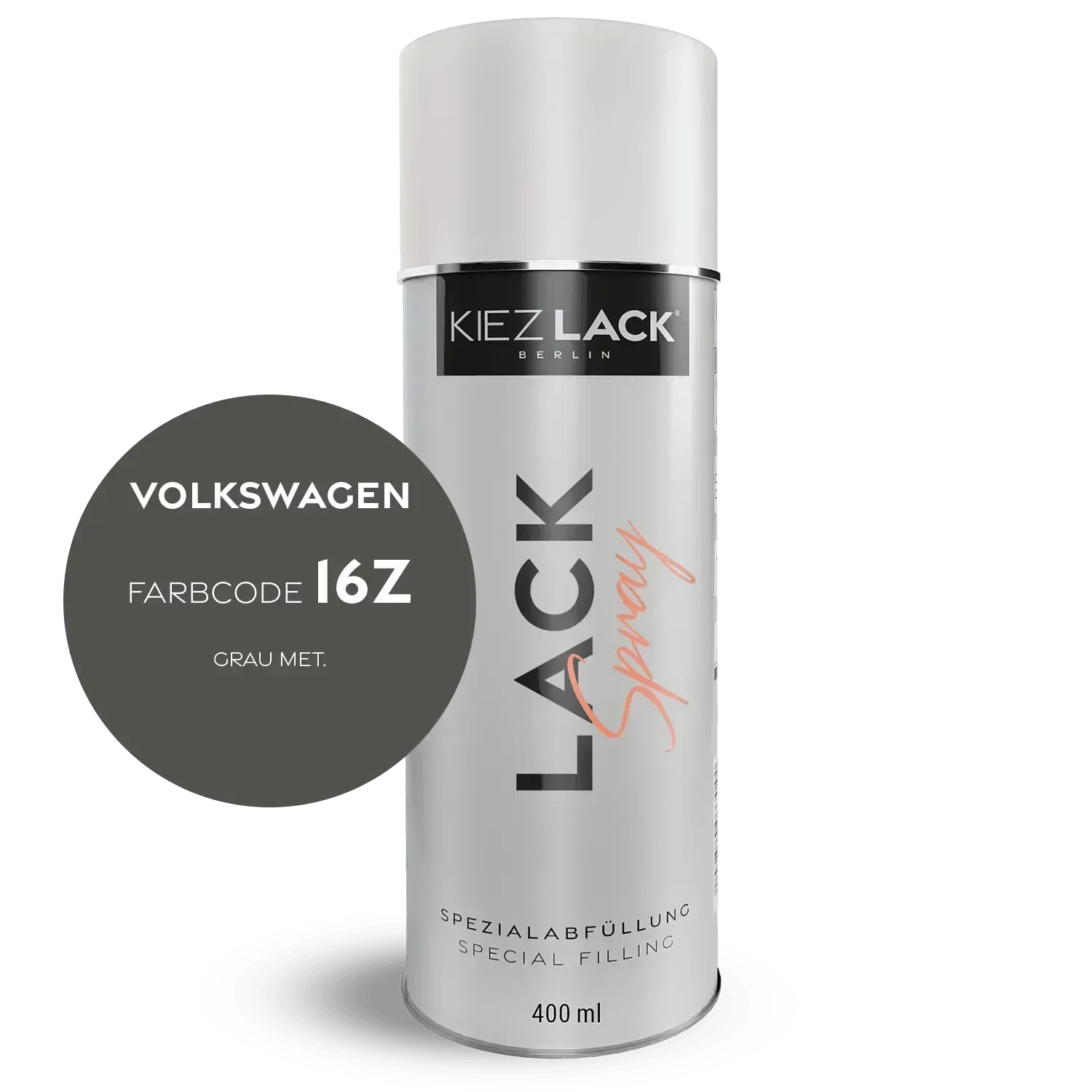 Kiezlack Lackspray Autolack Spraydose Volkswagen L16Z GRAU MET.