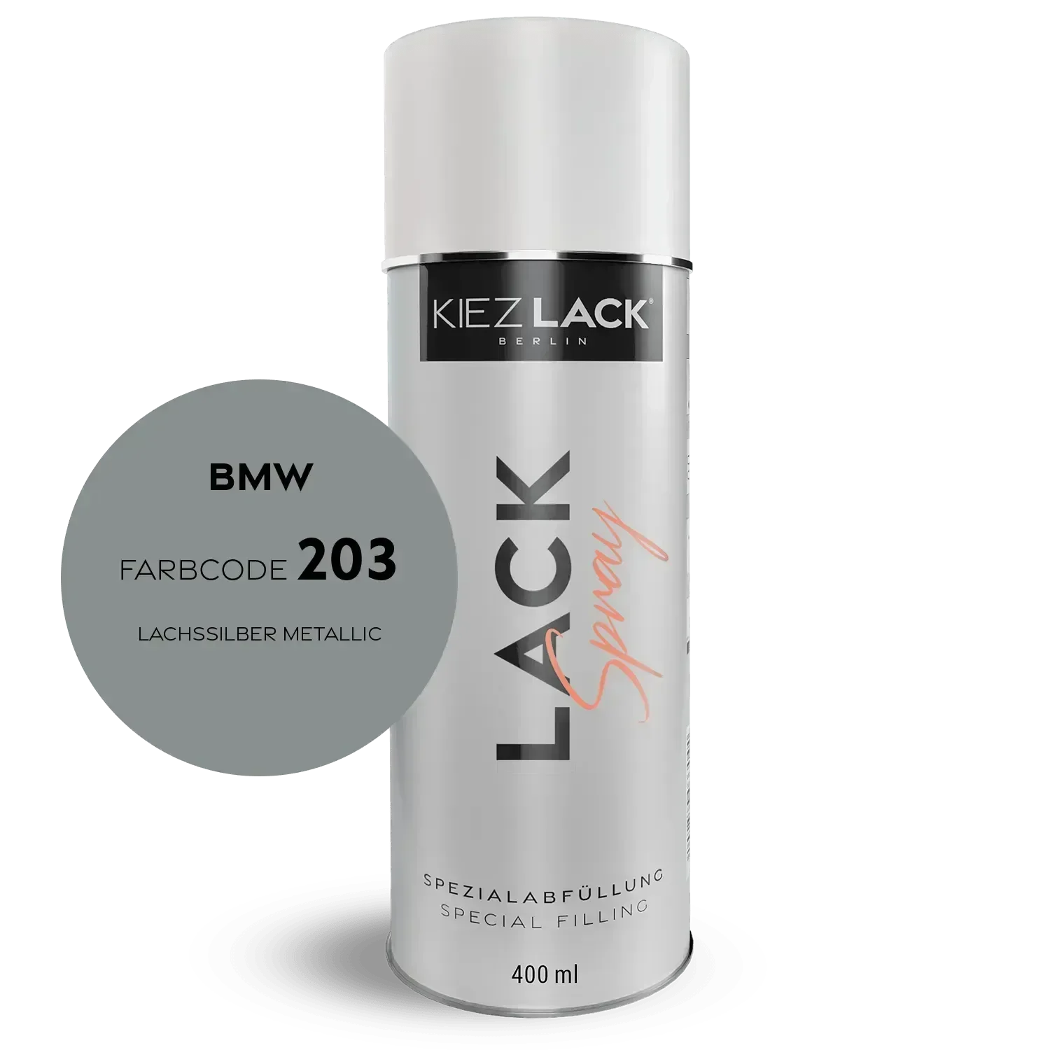 Kiezlack Lackspray Autolack Spraydose BMW 203 LACHSSILBER Metallic Lackspray