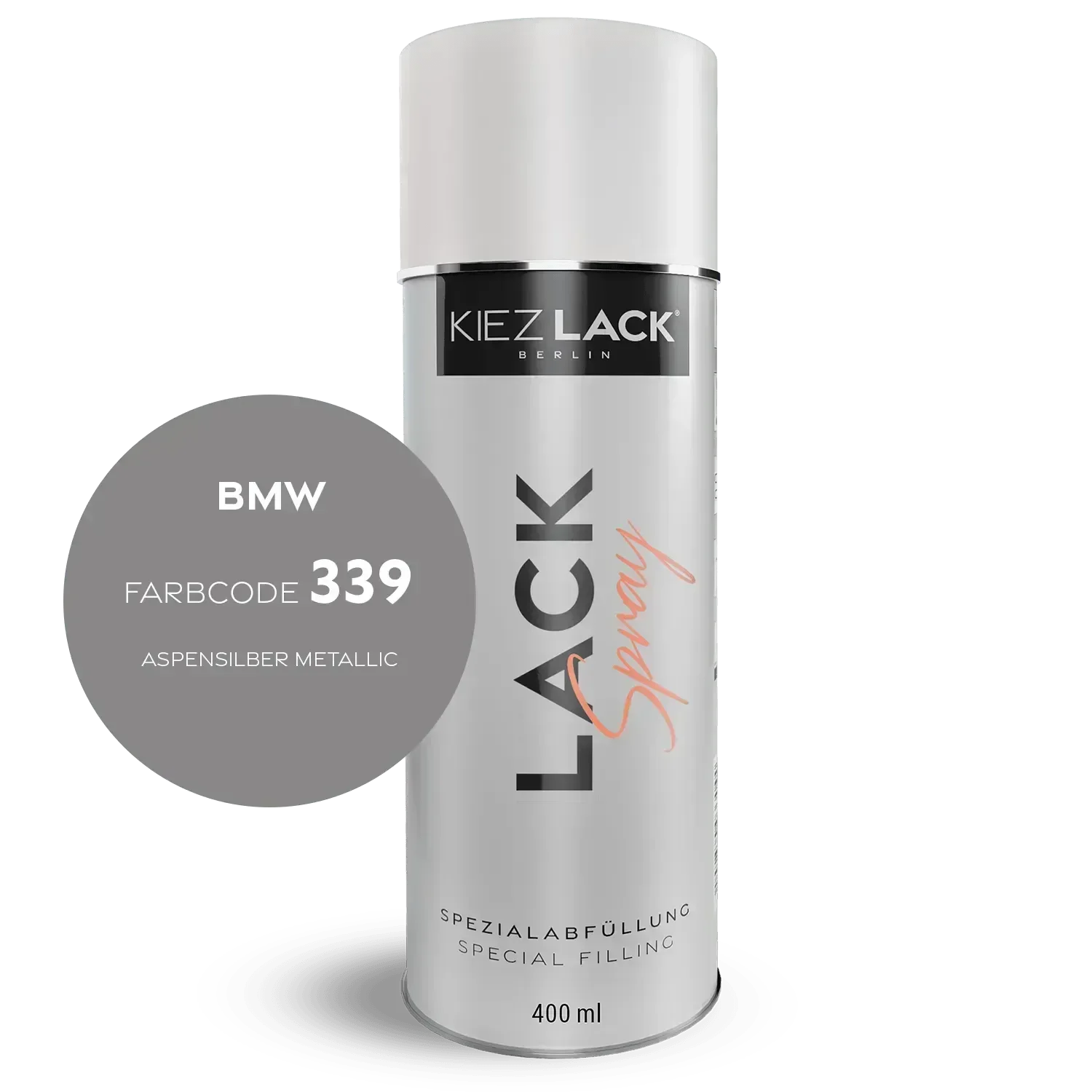 Kiezlack Lackspray Autolack Spraydose BMW 339 ASPENSILBER Metallic Lackspray