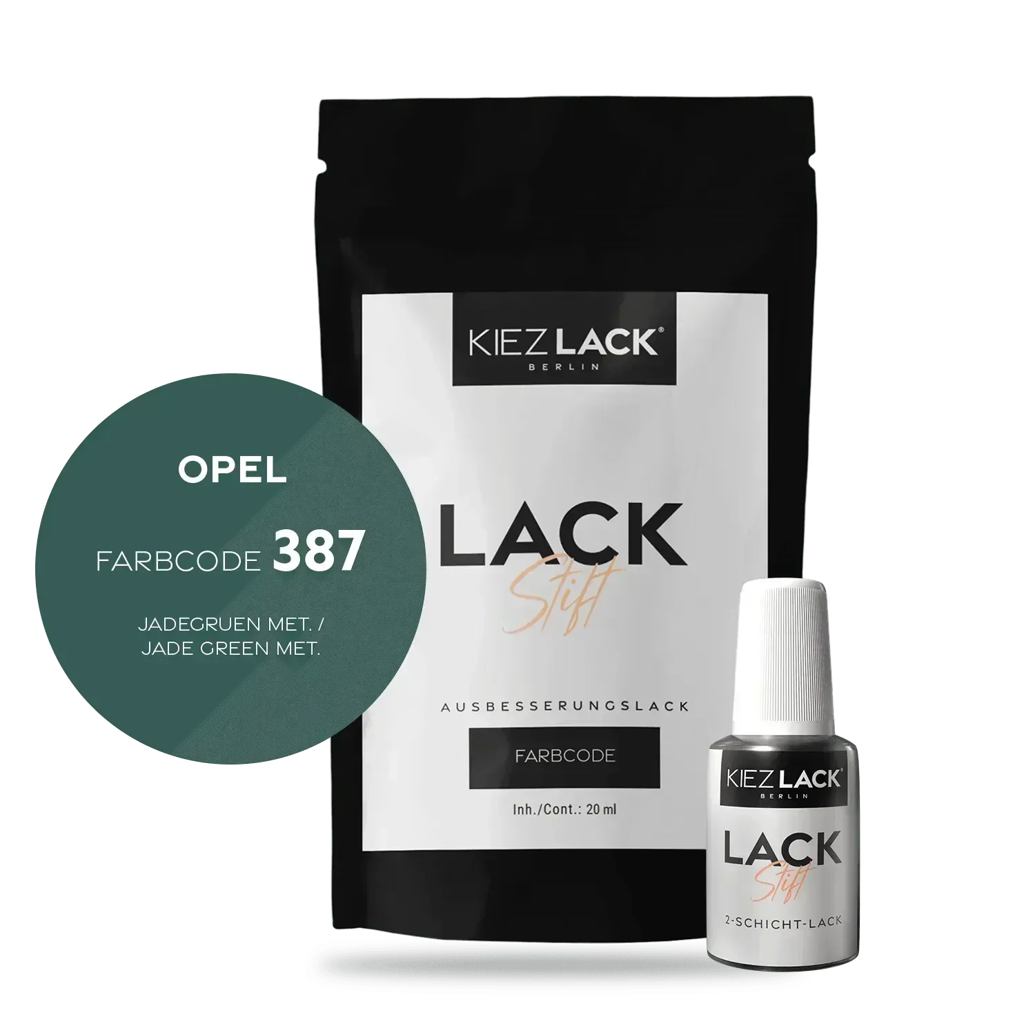 Kiezlack Lackstift Autolack Lackstift OPEL 387 JADEGRUEN MET.