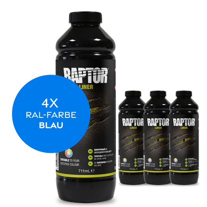 Raptor RAL 5000 - Violettblau / 4er Flaschen-KIT / ohne RAPTOR Liner Flaschen-Kit RAL-Farben Blau