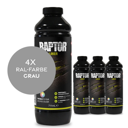 Raptor RAL 7000 - Fehgrau / 4er Flaschen-KIT / ohne RAPTOR Liner Flaschen-Kit RAL-Farben Grau