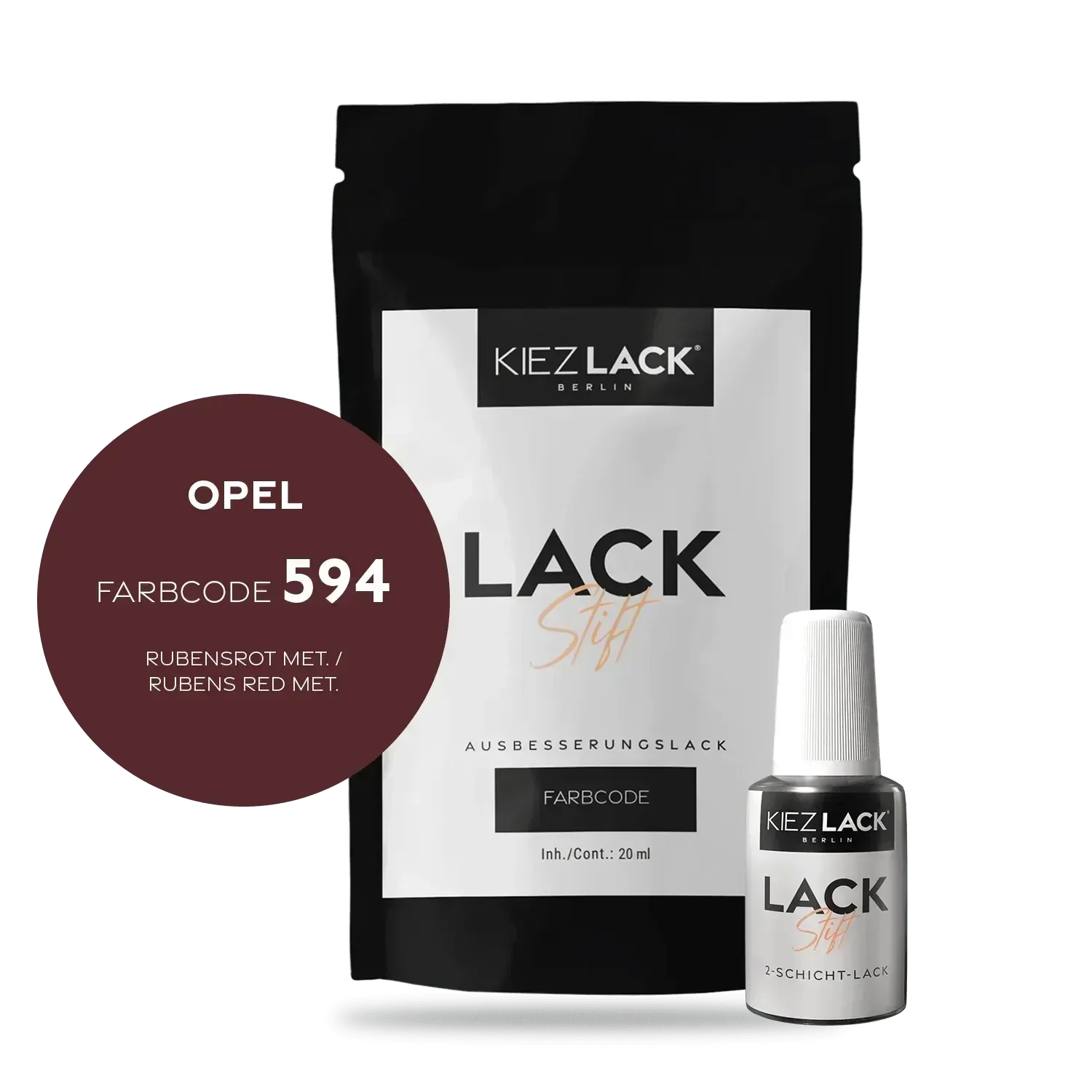 Kiezlack Lackstift Autolack Lackstift OPEL 594 RUBENSROT MET.