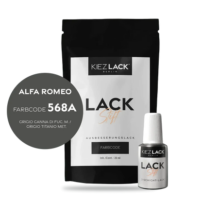 Kiezlack Lackstift Autolack Lackstift ALFA ROMEO 568A GRIGIO CANNA DI FUC. M.