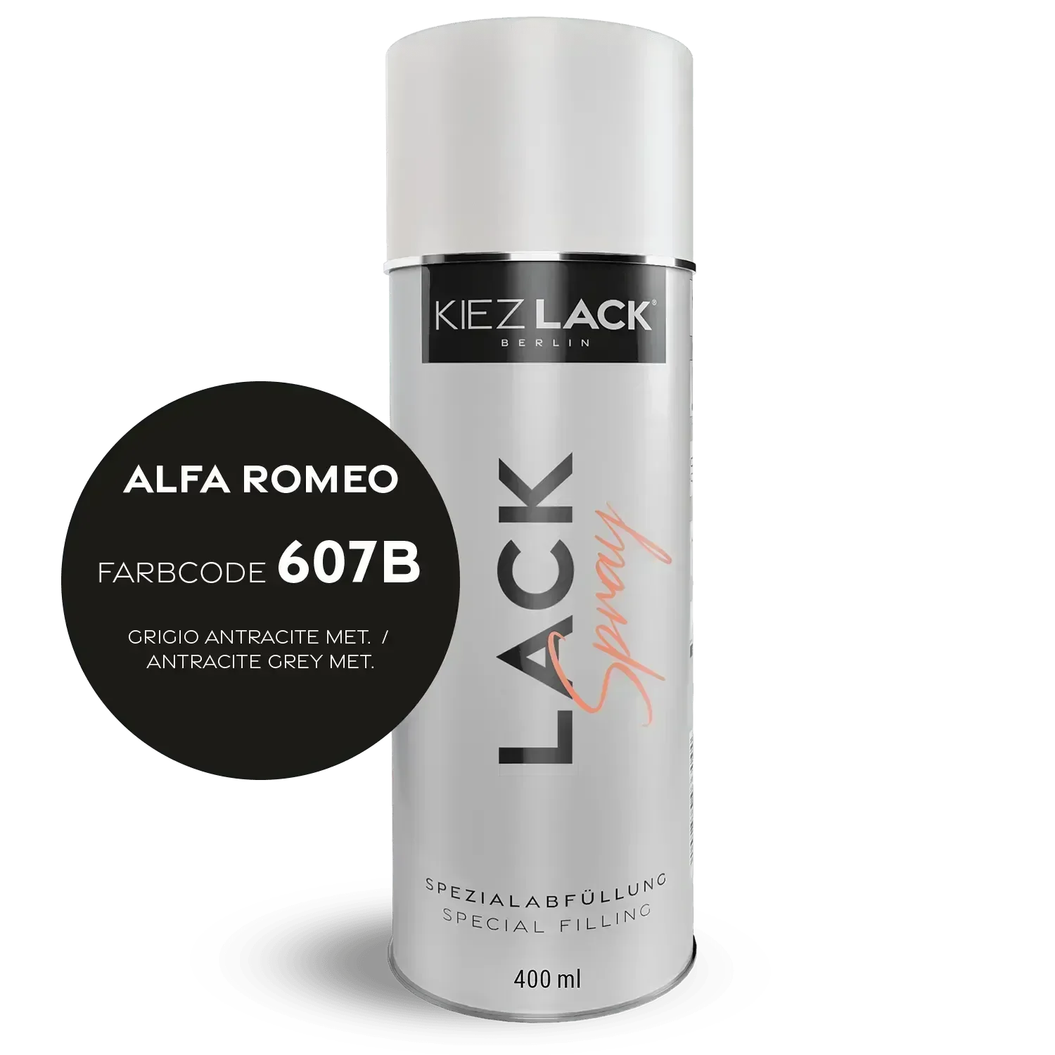 Kiezlack Lackspray Autolack Spraydose ALFA 607B GRIGIO ANTRACITE Metallic Lackspray