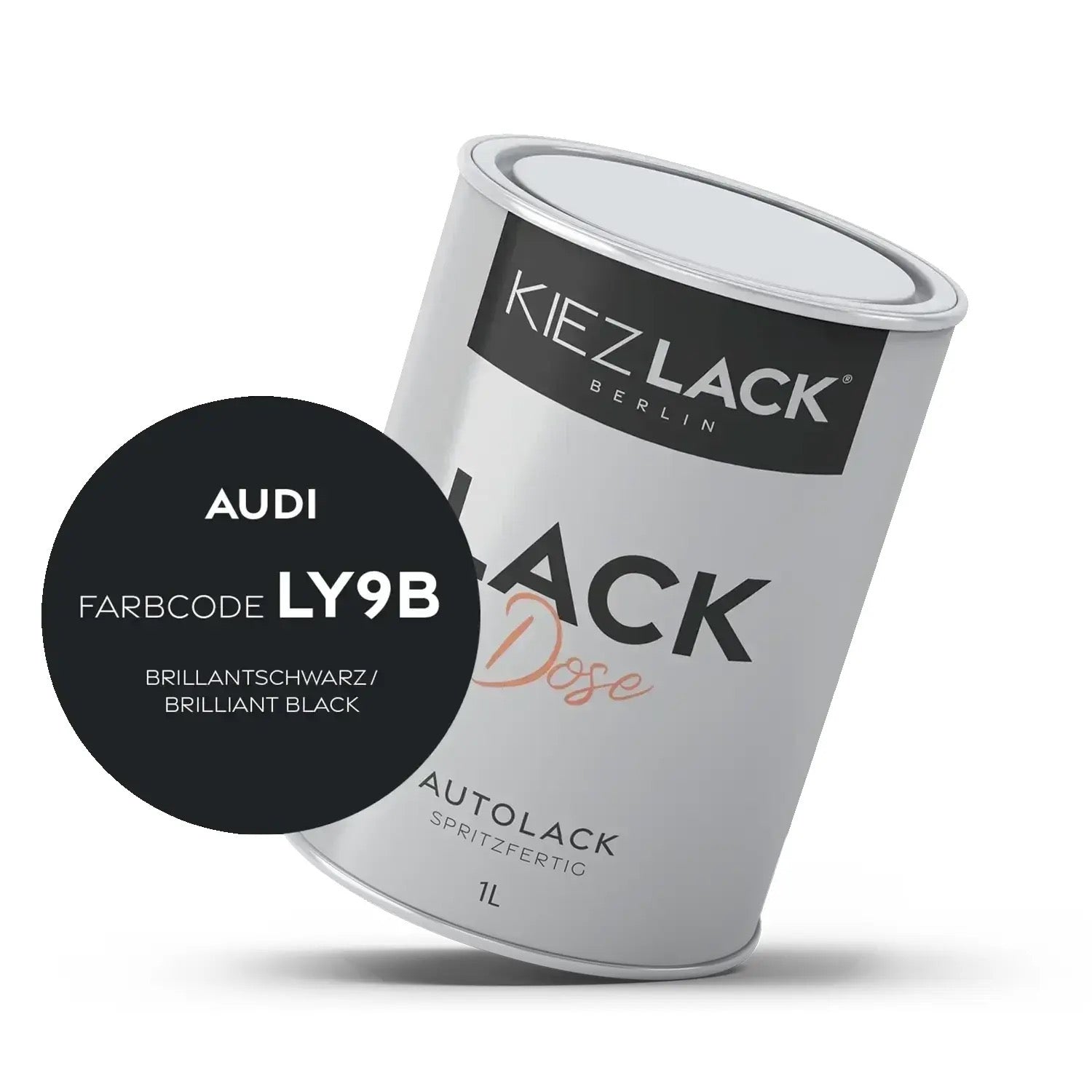 Kiezlack 1K Autolack Lackdose Basislack spritzfertig AUDI LY9B BRILLANTSCHWARZ