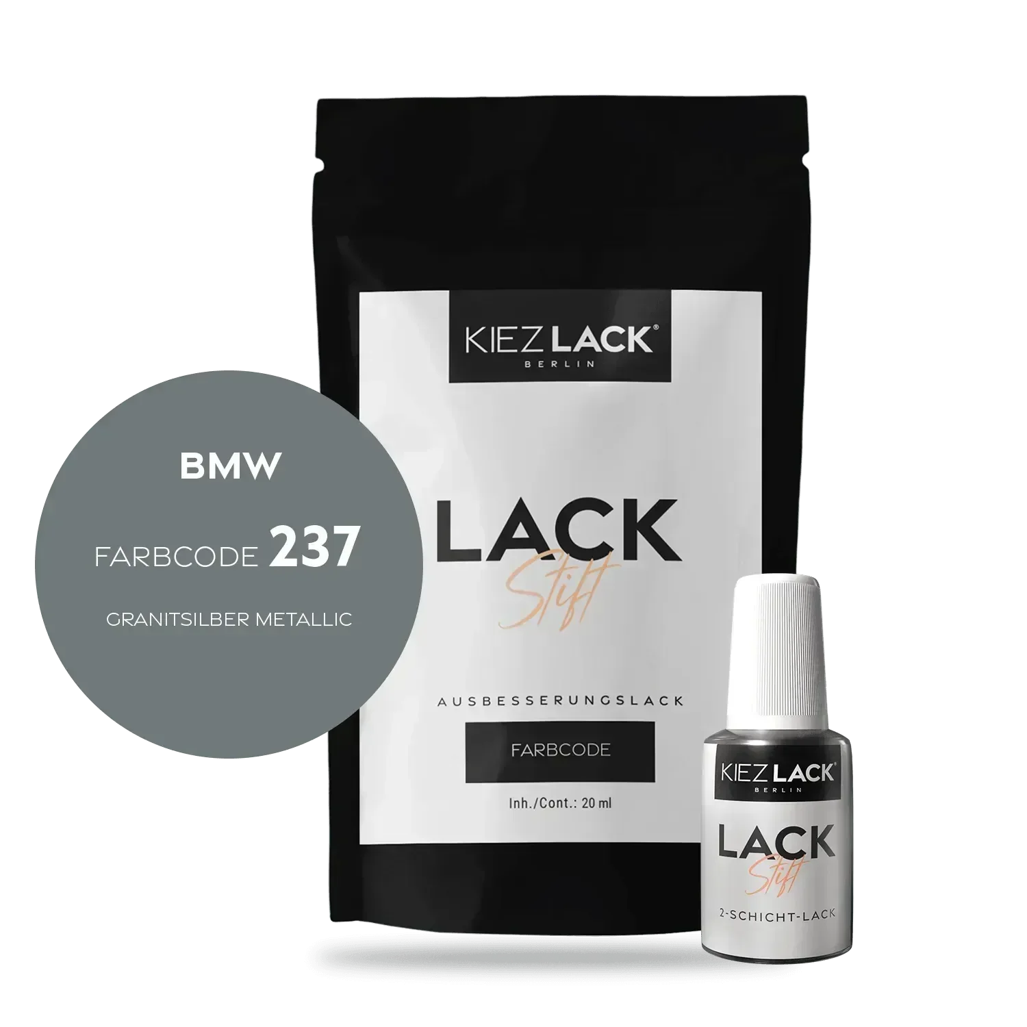 Kiezlack Lackstift Autolack Lackstift BMW 237 GRANITSILBER Metallic