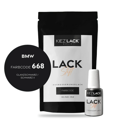Kiezlack Lackstift Autolack Lackstift BMW 668 GLANZSCHWARZ