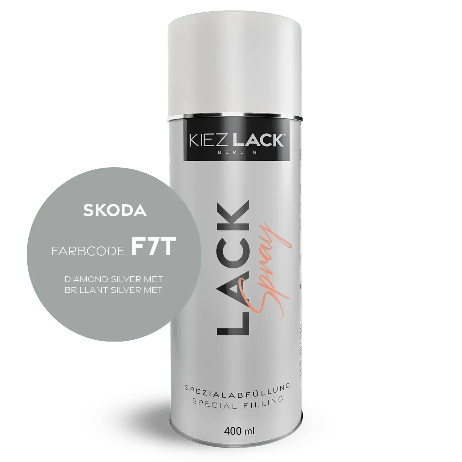 Kiezlack Autolack Spraydose Skoda F7T DIAMOND SILVER MET.