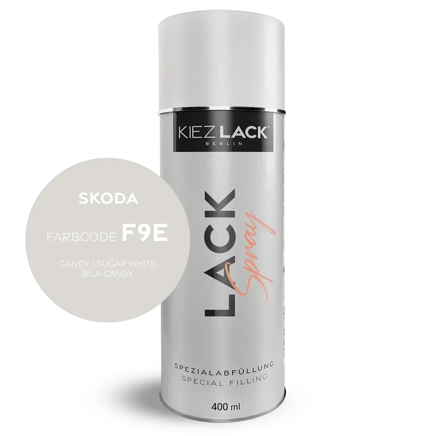 Kiezlack Autolack Spraydose Skoda F9E CANDY / SUGAR WHITE
