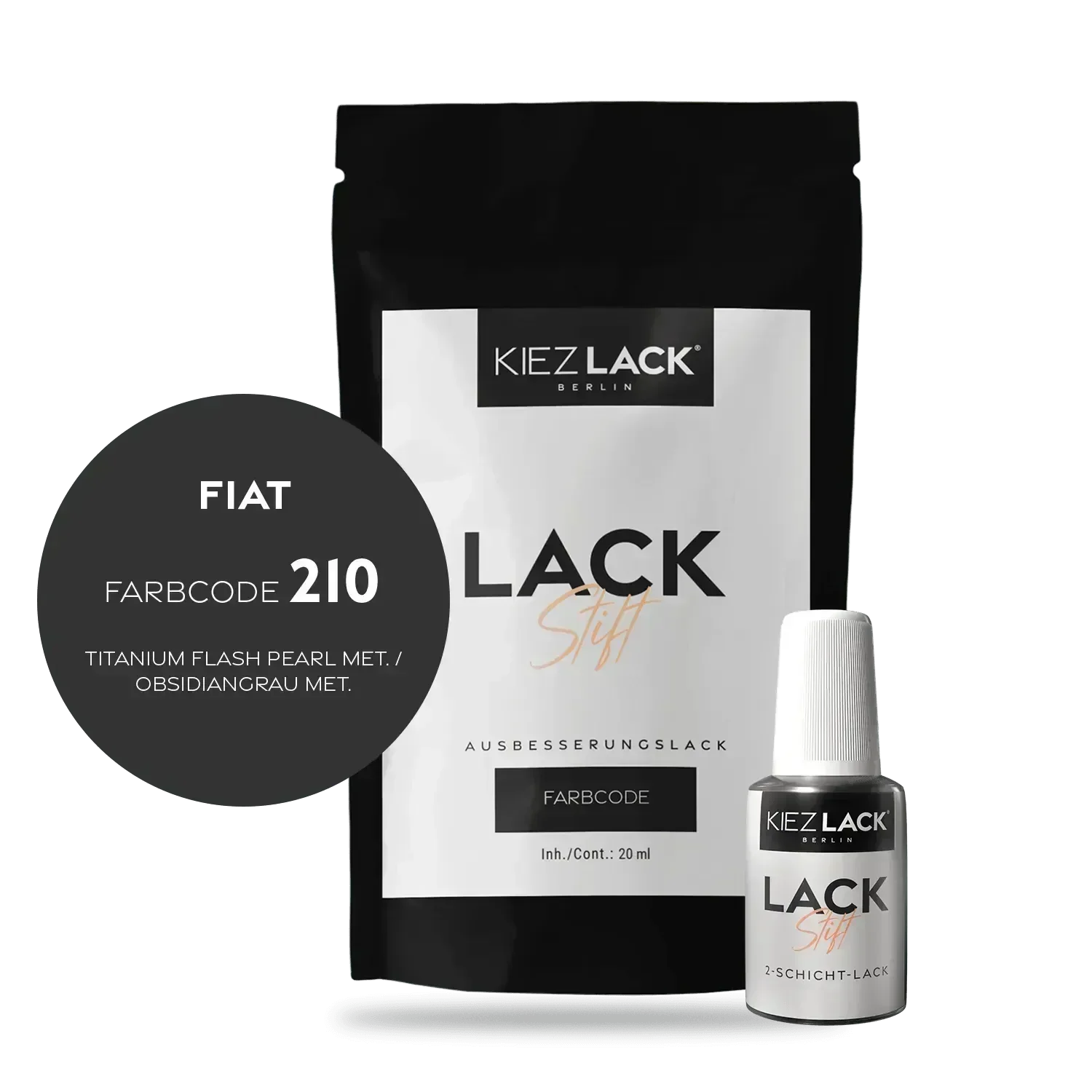 Kiezlack Lackstift Autolack Lackstift FIAT 210 TITANIUM FLASH PEARL MET.