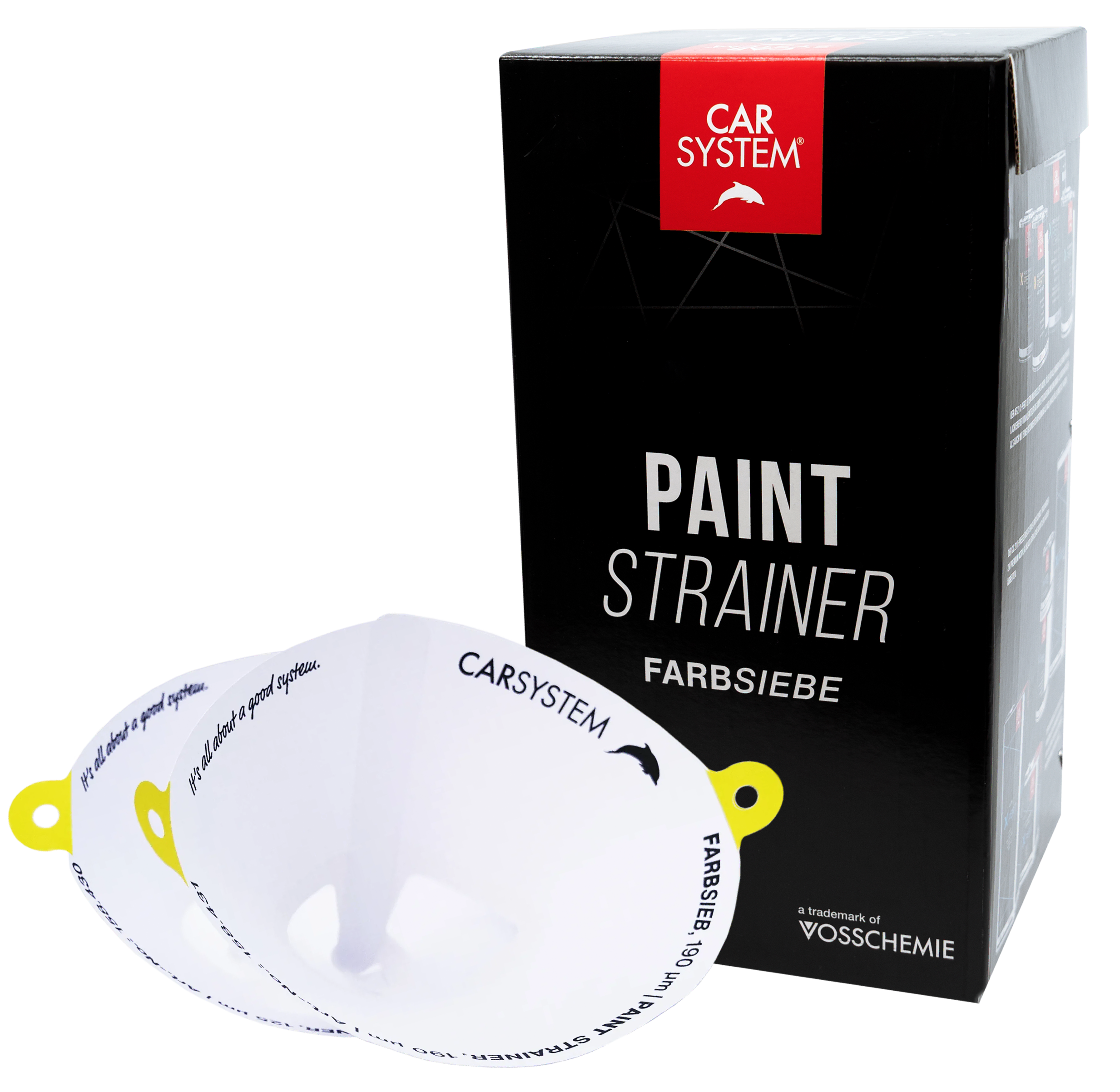 Carsystem Gelb / 190 µ / Box (250 Stk.) Carsystem Lacksiebe PAINT STRAINER Einweg-Farbsiebe