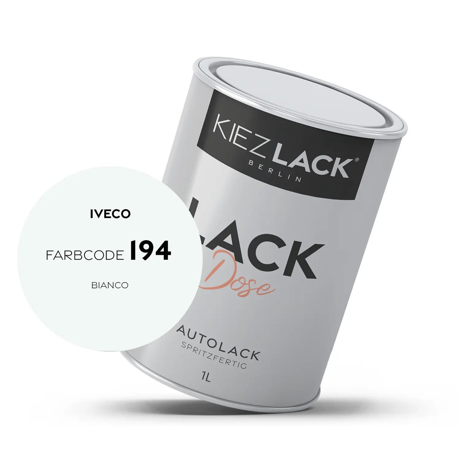 Kiezlack 1K Autolack Lackdose Basislack spritzfertig IVECO 194 BIANCO