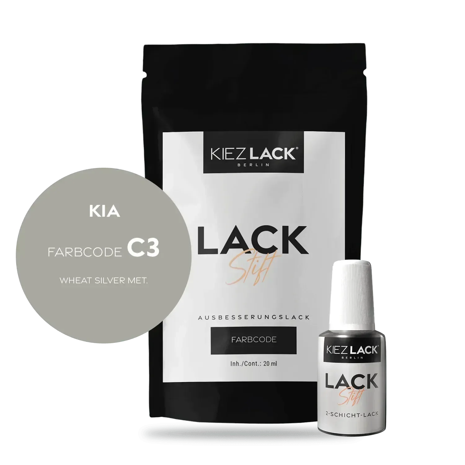 Kiezlack Lackstift Autolack Lackstift KIA C3 WHEAT SILVER MET.