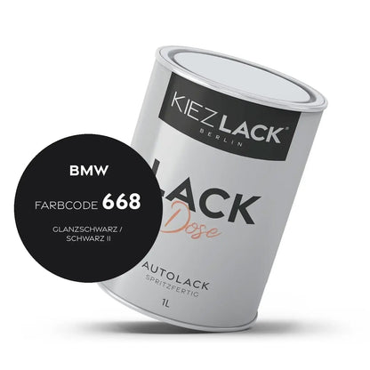 Kiezlack 1K Autolack Lackdose Basislack spritzfertig BMW 668 GLANZSCHWARZ