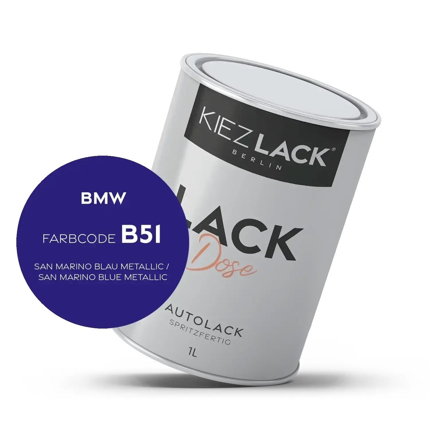 Kiezlack 1K Autolack Lackdose Basislack spritzfertig BMW WB51 SAN MARINO BLAU Metallic