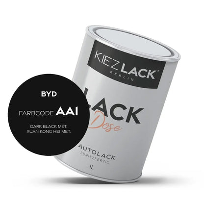 Kiezlack 1K Autolack Lackdose Basislack spritzfertig BYD AA1 DARK BLACK MET.