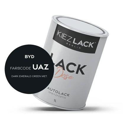 Kiezlack 1K Autolack Lackdose Basislack spritzfertig BYD UAZ DARK EMERALD GREEN MET.
