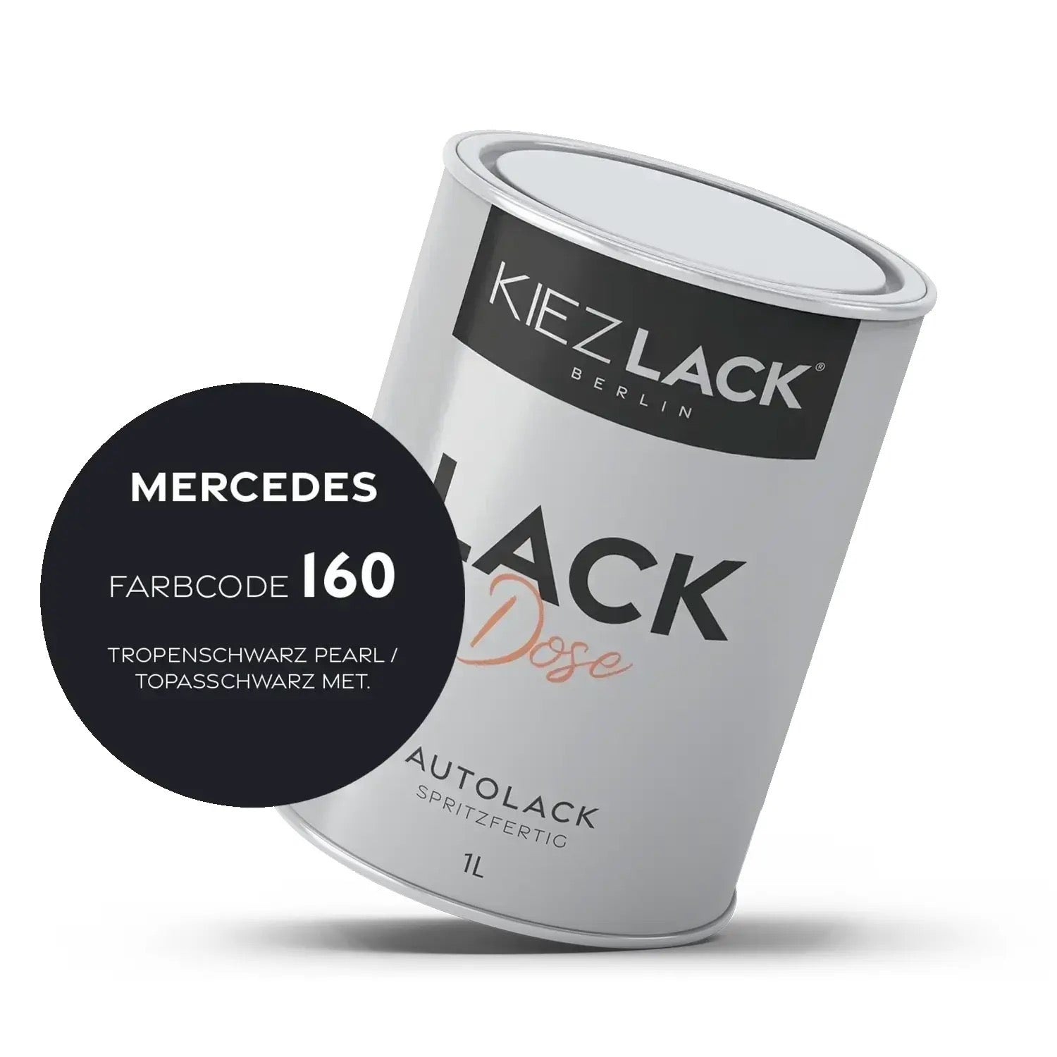 Kiezlack 1K Autolack Lackdose Basislack spritzfertig MERCEDES 160 TROPENSCHWARZ PEARL