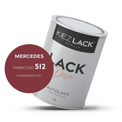 Kiezlack 1K Autolack Lackdose Basislack spritzfertig MERCEDES 512 ALMANDINROT MET.