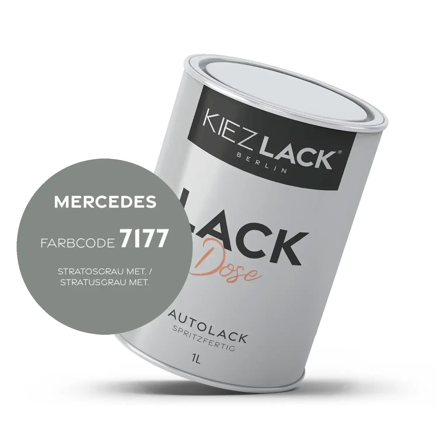 Kiezlack 1K Autolack Lackdose Basislack spritzfertig MERCEDES 7177 STRATOSGRAU MET.