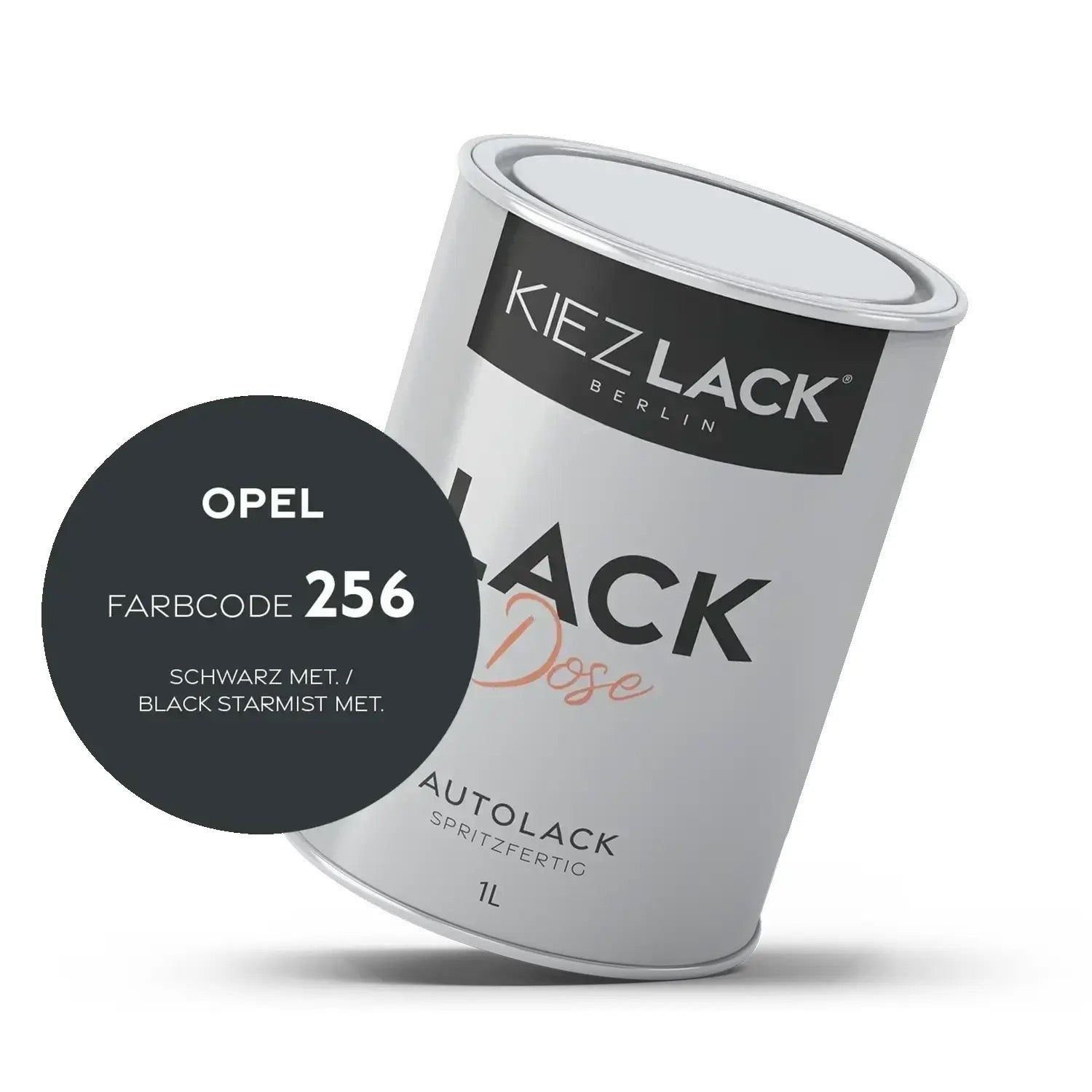 Kiezlack 1K Autolack Lackdose Basislack spritzfertig OPEL 256 SCHWARZ MET.