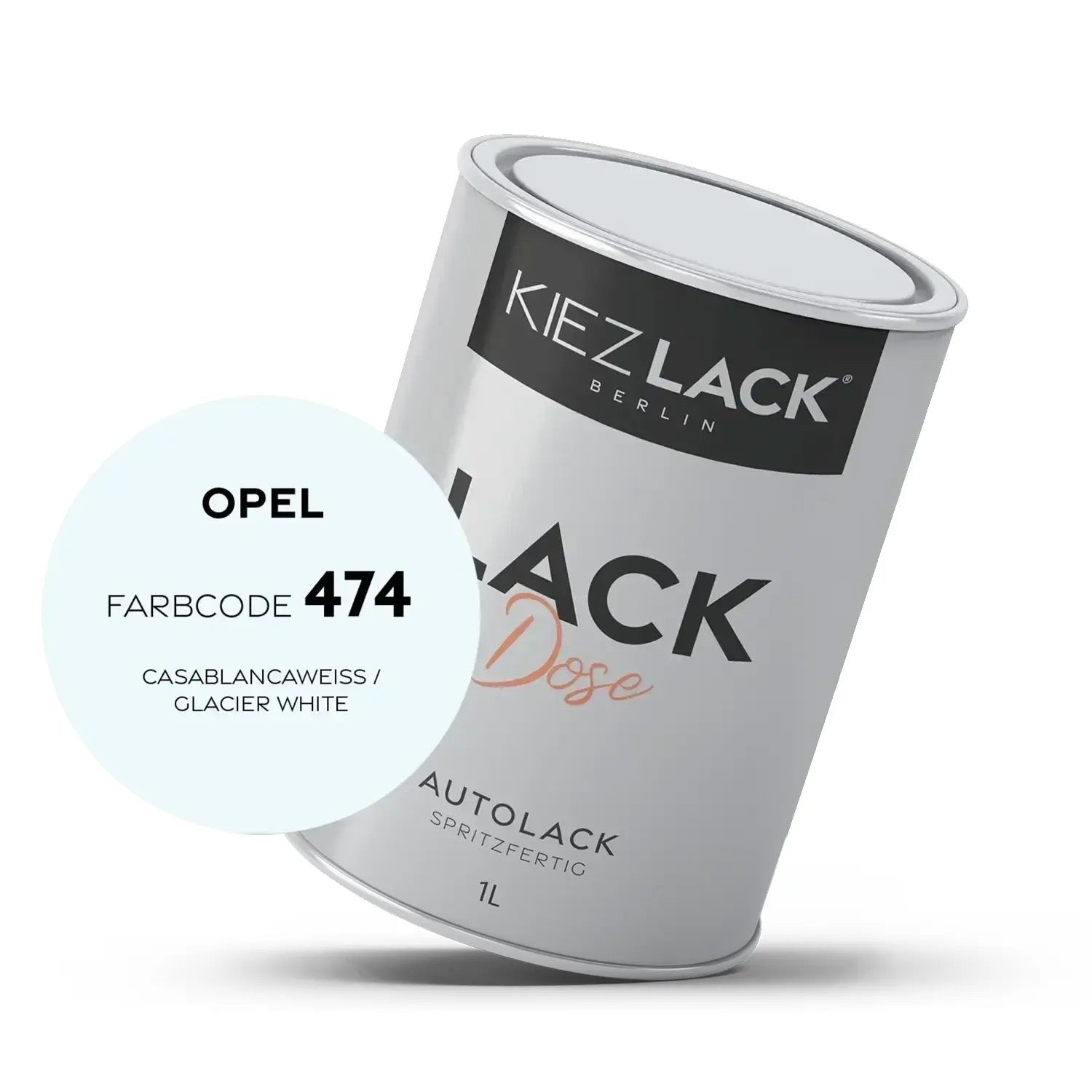 Kiezlack 1K Autolack Lackdose Basislack spritzfertig OPEL 474 CASABLANCAWEISS