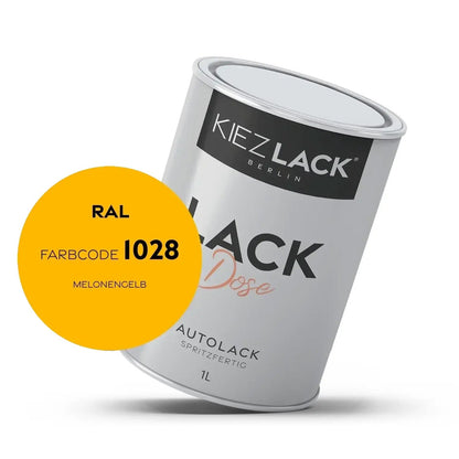 Kiezlack 1K Autolack Lackdose Basislack spritzfertig RAL 1028 MELONENGELB